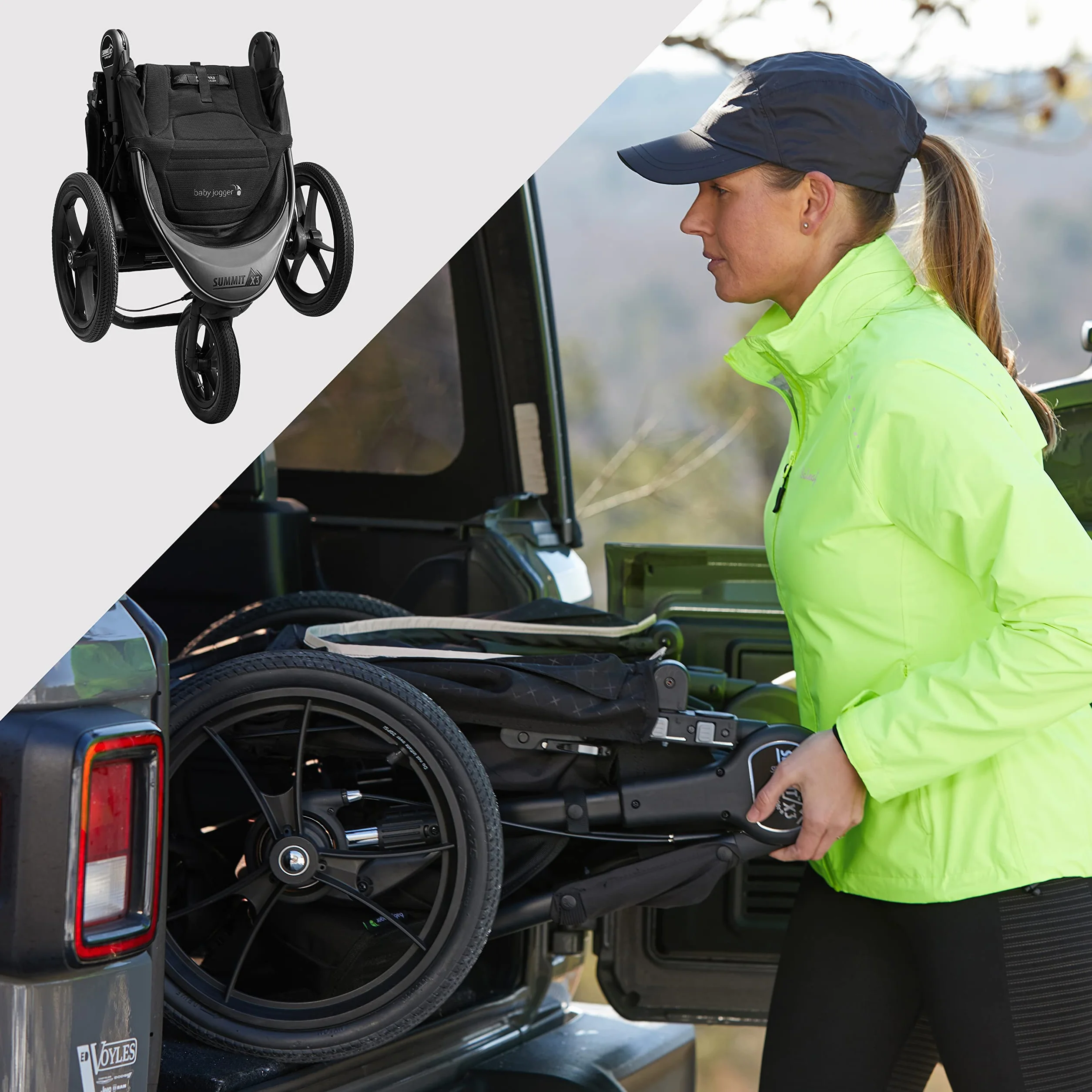Baby Jogger Summit X3 Poussette de jogging pliable 3 roues frein à main Noir nuit