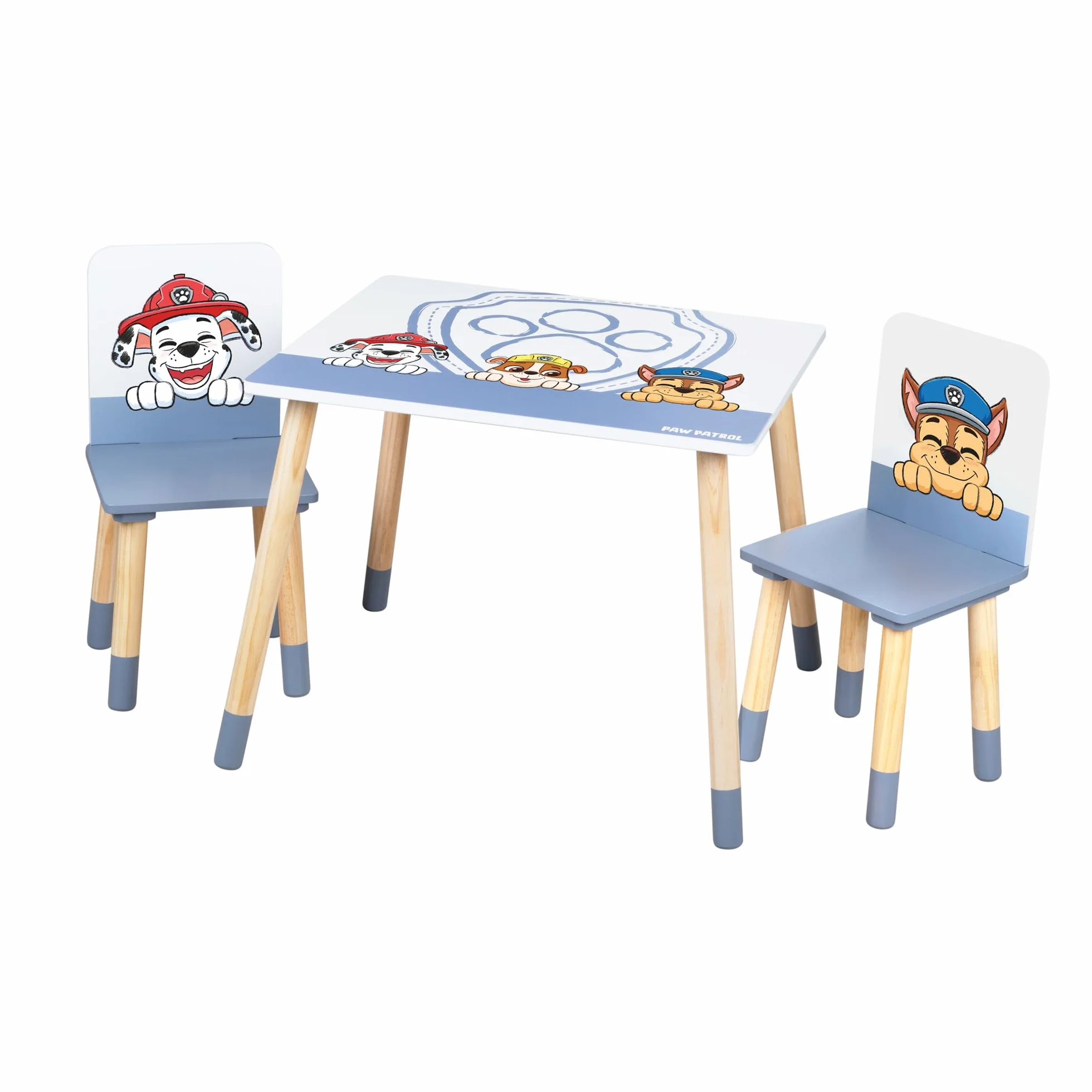 Lit Montessori Paw Patrol roba 70 x 140 cm avec Barrières de Sécurité pour Enfant Jusqu'à 7 Ans + Sommier et Linge de Lit Blanc/Motif Chiens