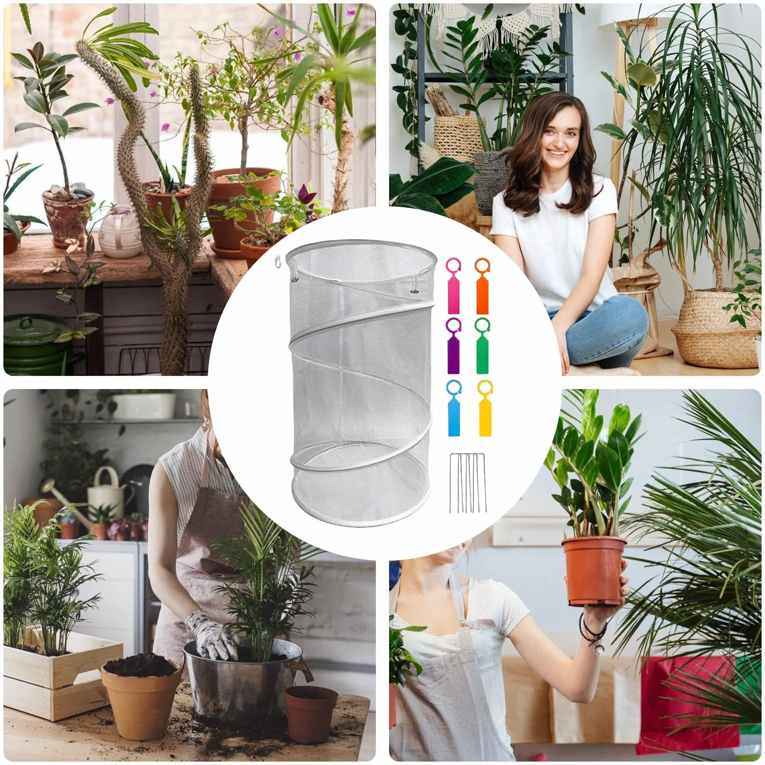 Protection Contre Les Chats pour Pot de Fleurs Rond Pliable Réutilisable Respirant Jardin Intérieur Extérieur