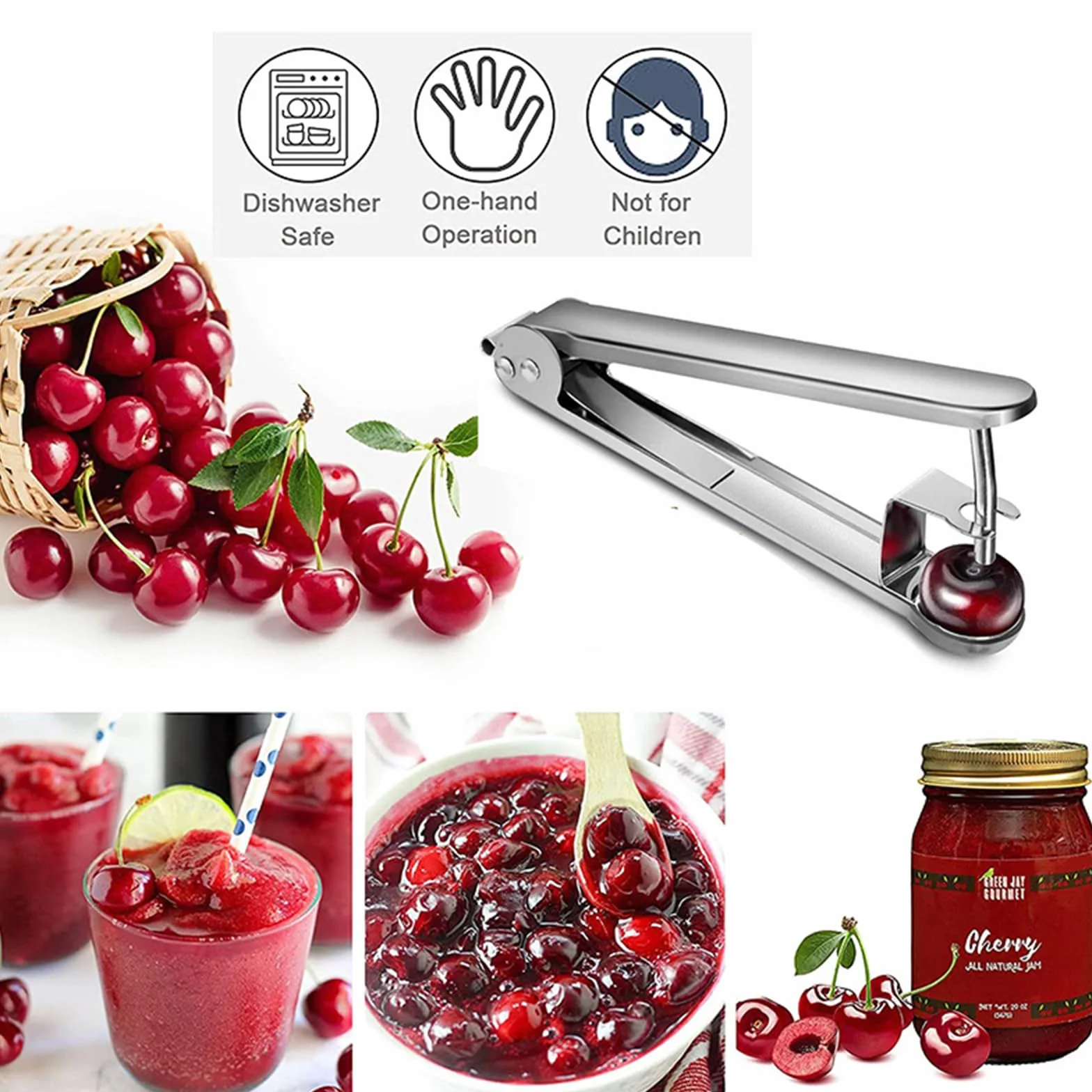 Dénoyauteur Manuel en Acier Inoxydable pour Cerises, Jujubes, Prunes