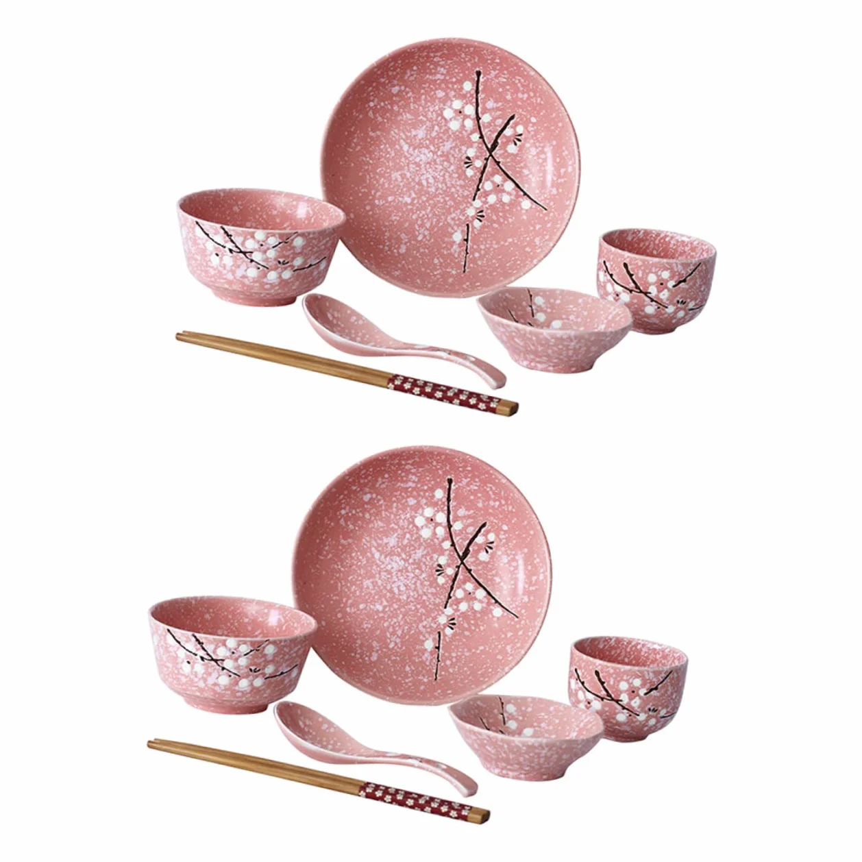 Service de Vaisselle Japonerie en Céramique 12 Pièces Personne | Rose, Usage Hôtel et Restaurant, Ensemble 1 Set, Style Japonerie Délicat