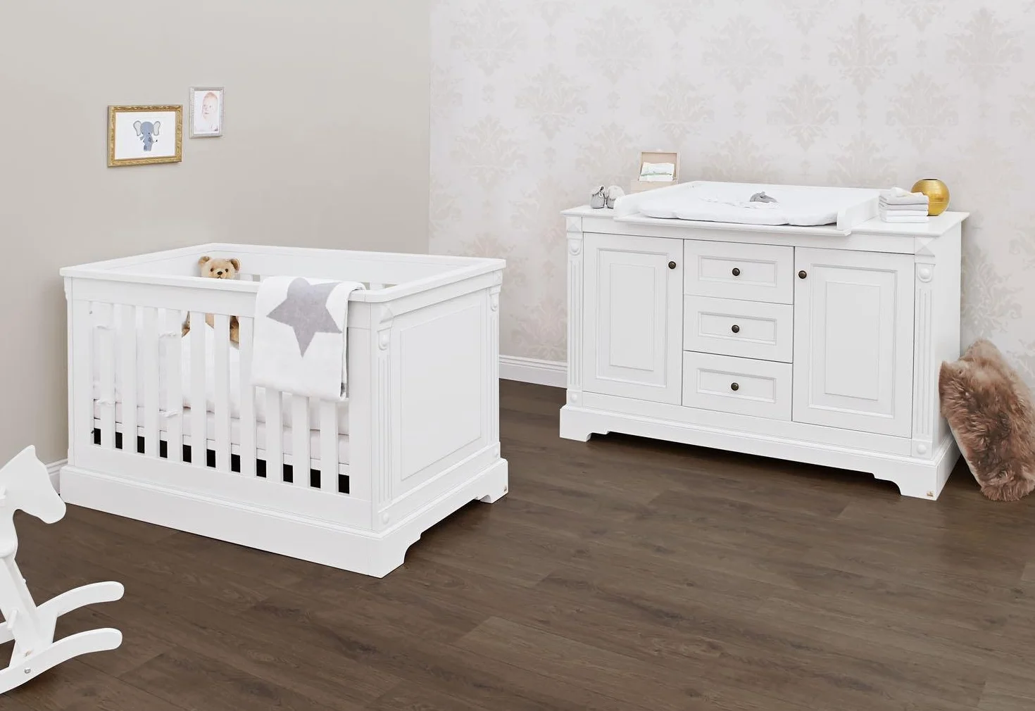 Pinolino Emilia Ensemble 2 pièces lit enfant commode à langer MDF Blanc mat
