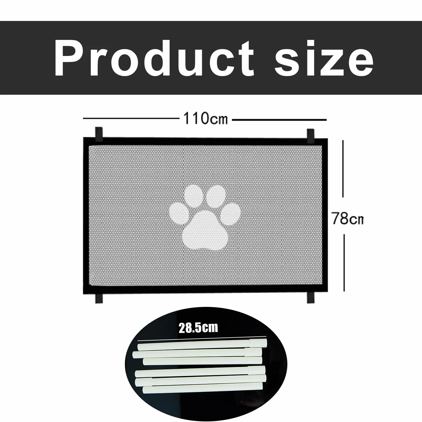 Barrière Escalier Chien, Barrière de Sécurité Portable pour Enfant et Animaux, sans Percage 110x72 cm Noir