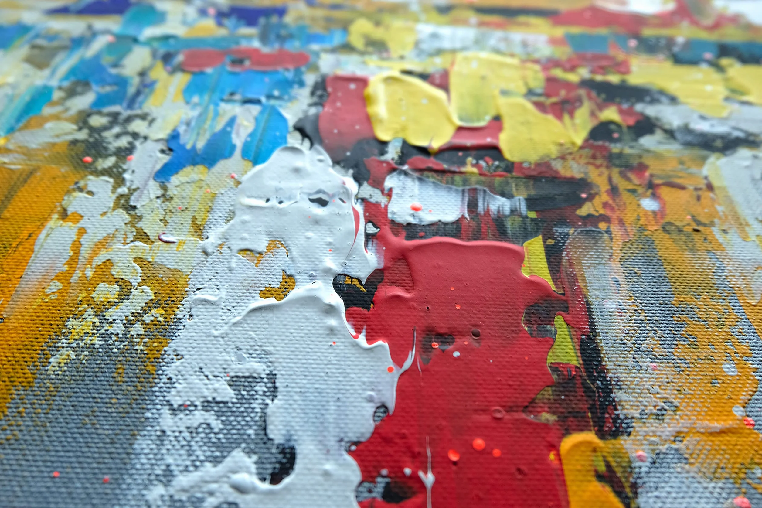 Tableau Peint à la Main 90x90 cm Toile sur Cadre en Bois Monica Mirafiori