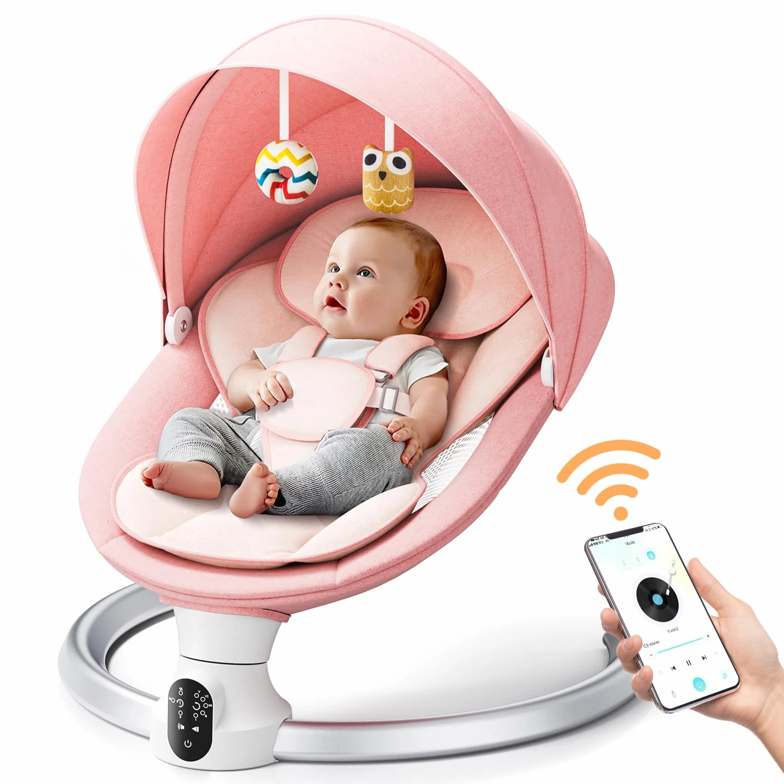Helangel Transat Bébé Électrique avec Télécommande et Harnais 5 Points 9 kg