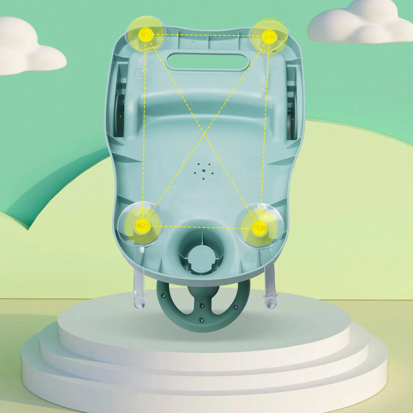 Siège de bain bébé dossier réglable pliable ventouse puissante portable vert 6 mois+