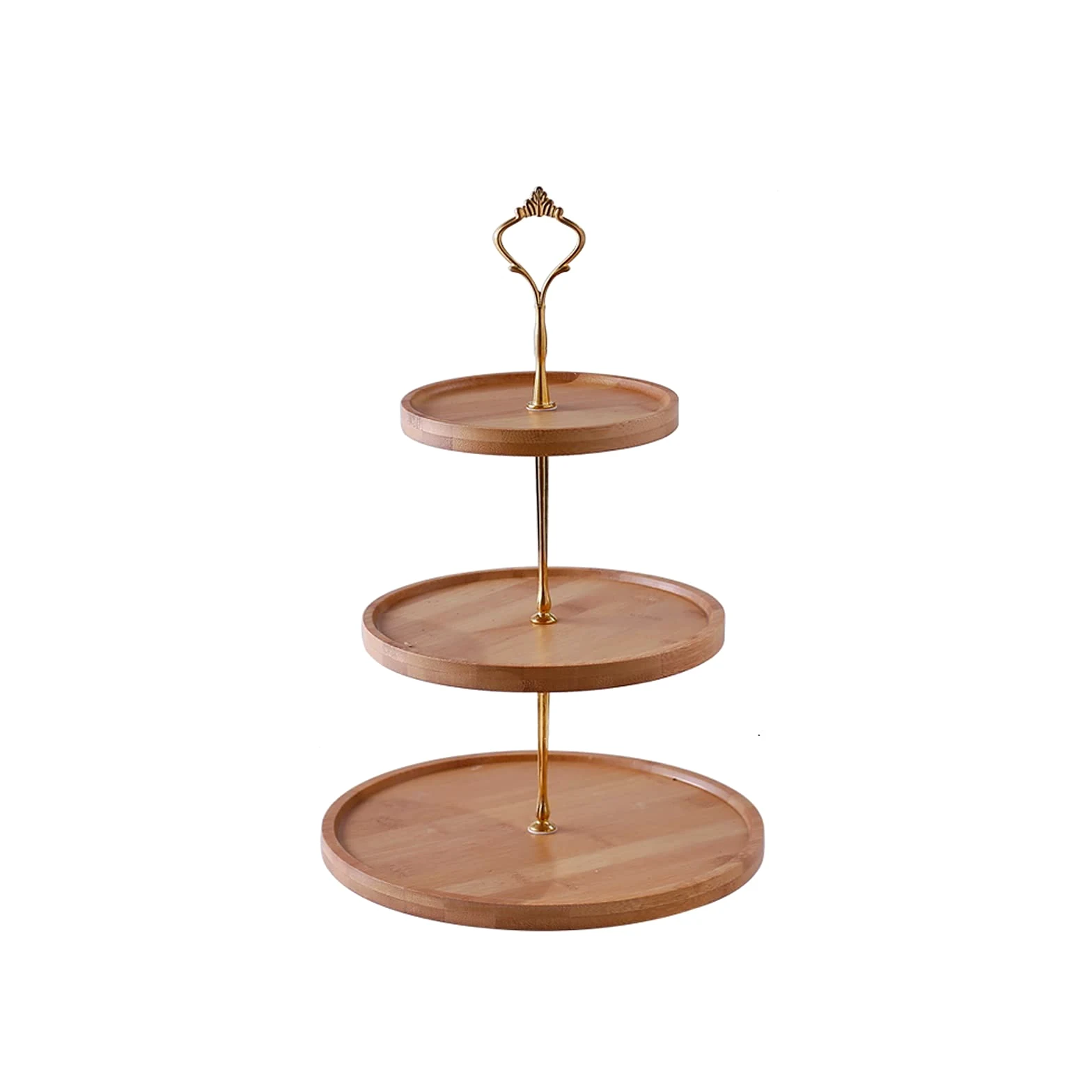 Présentoir à Gâteau 3 couches en bambou gâteau stand Creative Dessert Présentoir Retro Afternoon Tea Dessert Table gâteau de mariage Assiette pâtisserie stand Stand de Gâteaux
