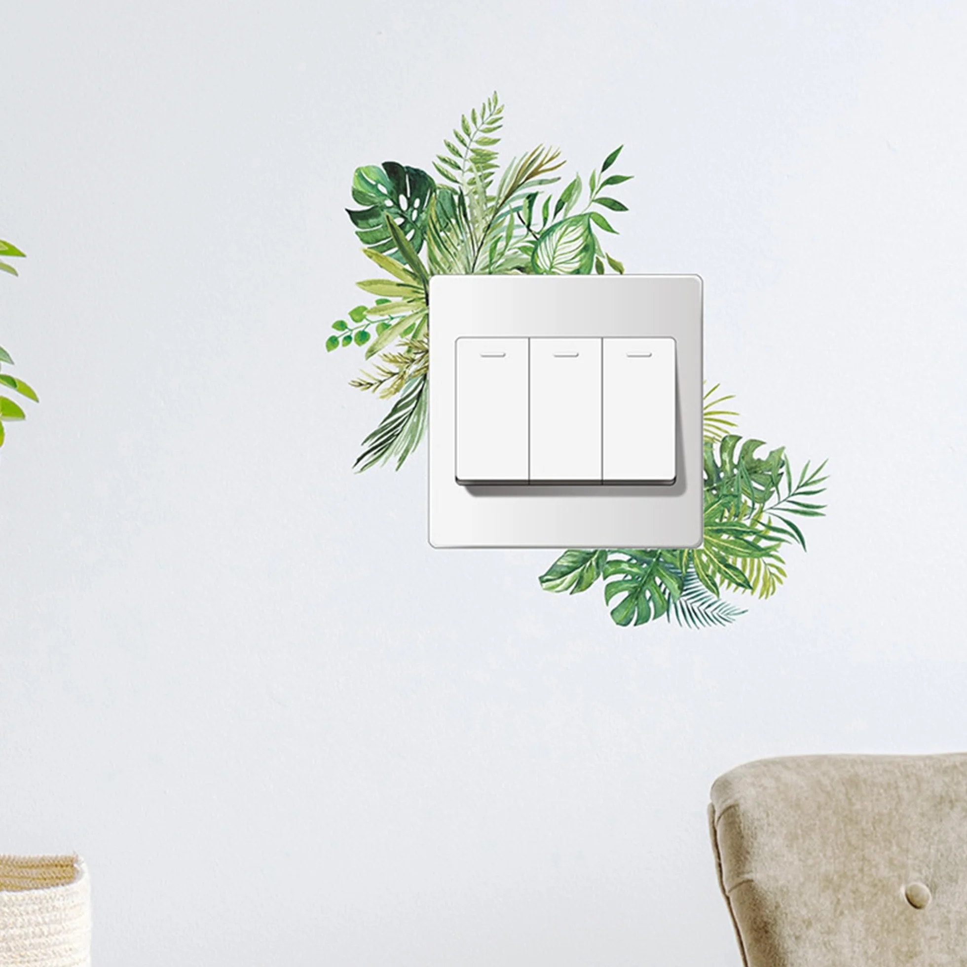 Lot de 5 autocollants pour interrupteur mural décoratif - Autocollant végétal