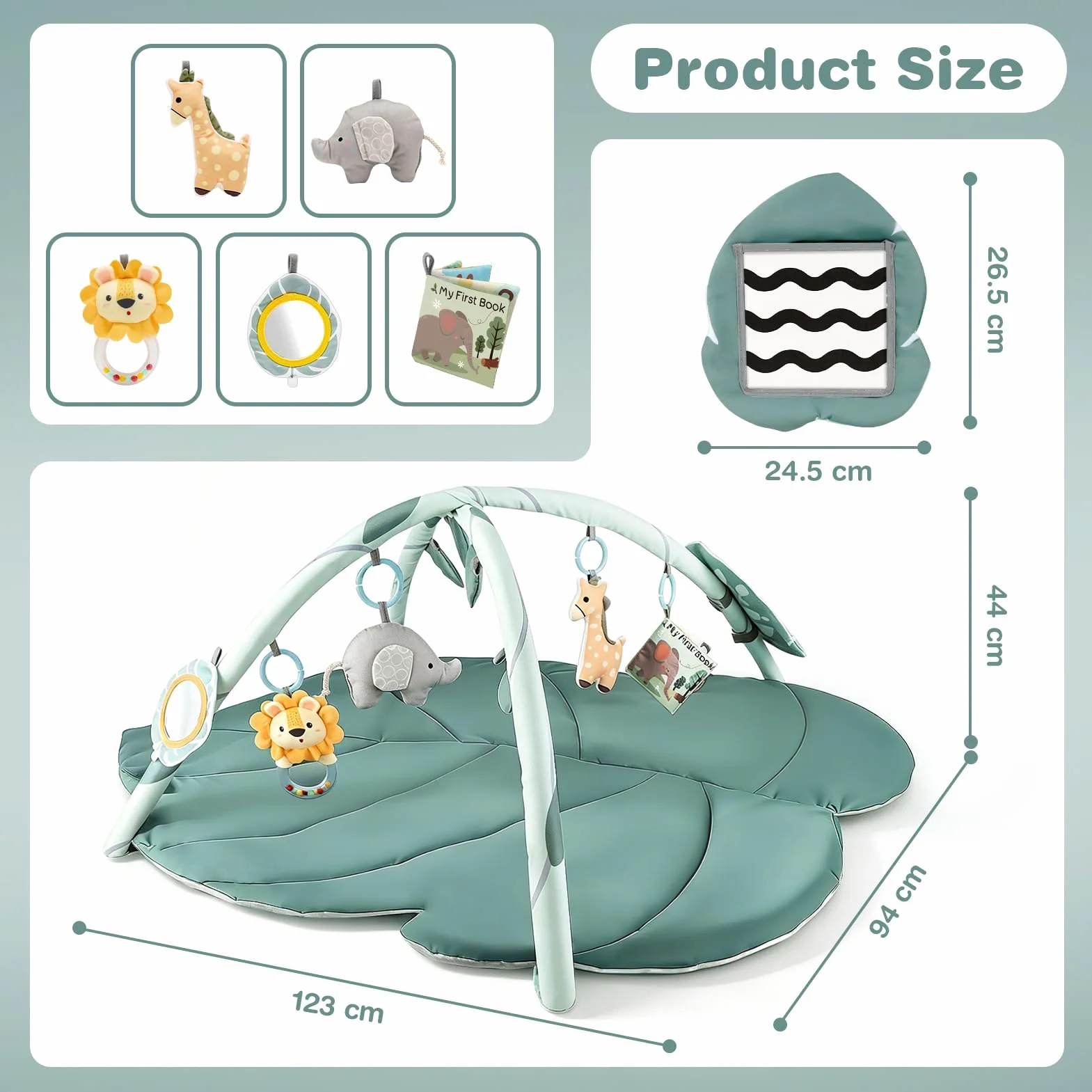 Vanplay Tapis d'Éveil Bébé avec 6 Jouets Amovibles Arche Antidérapant Épaissi Cadeau Nouveau-né