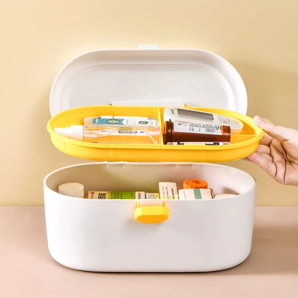 Trousse de Secours/Boîte Médicaments Petite boîte médicale Boîte de premiers secours boîte de rangement en plastique portable Boîte de rangement en plastique de premiers soins de la famille 11.02 pouc