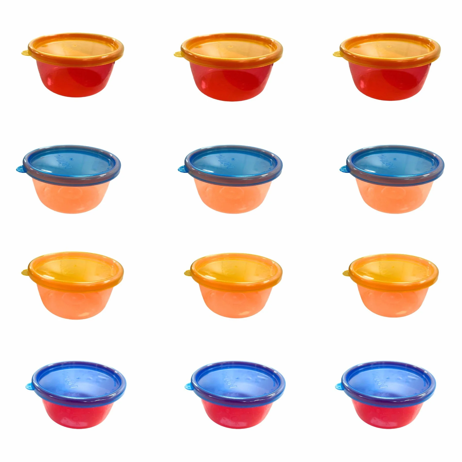 Nuby Bols avec Couvercle 300 ml 12 Pack Pots de Conservation Multicouleurs