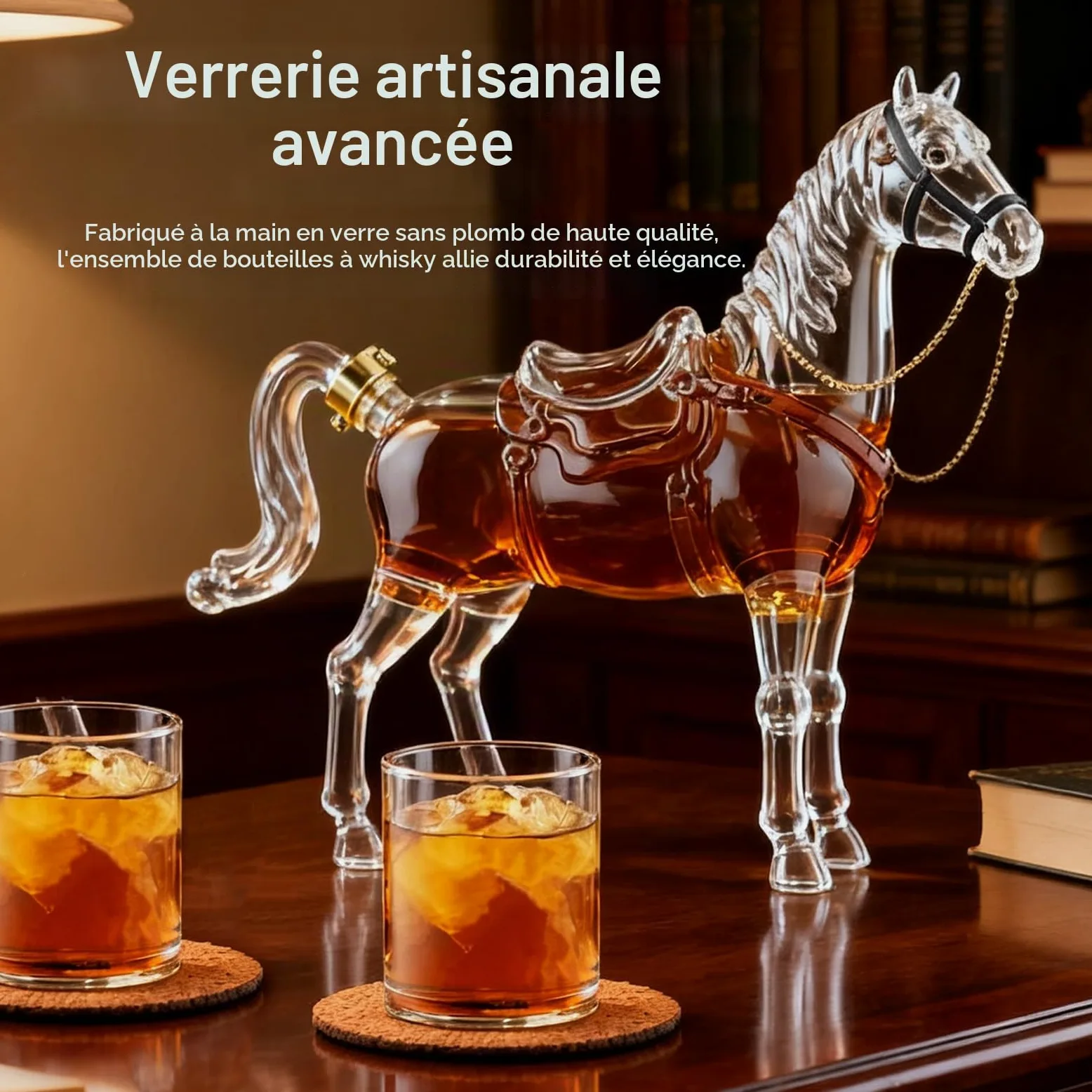 Carafe à Whisky, Coffret Cadeau Whisky Pour Homme Carafe à Whisky En Forme De Cheval Avec 2 Verres à Liqueur Coffret Cadeau Original Pour Homme Papa Mari Petit Ami
