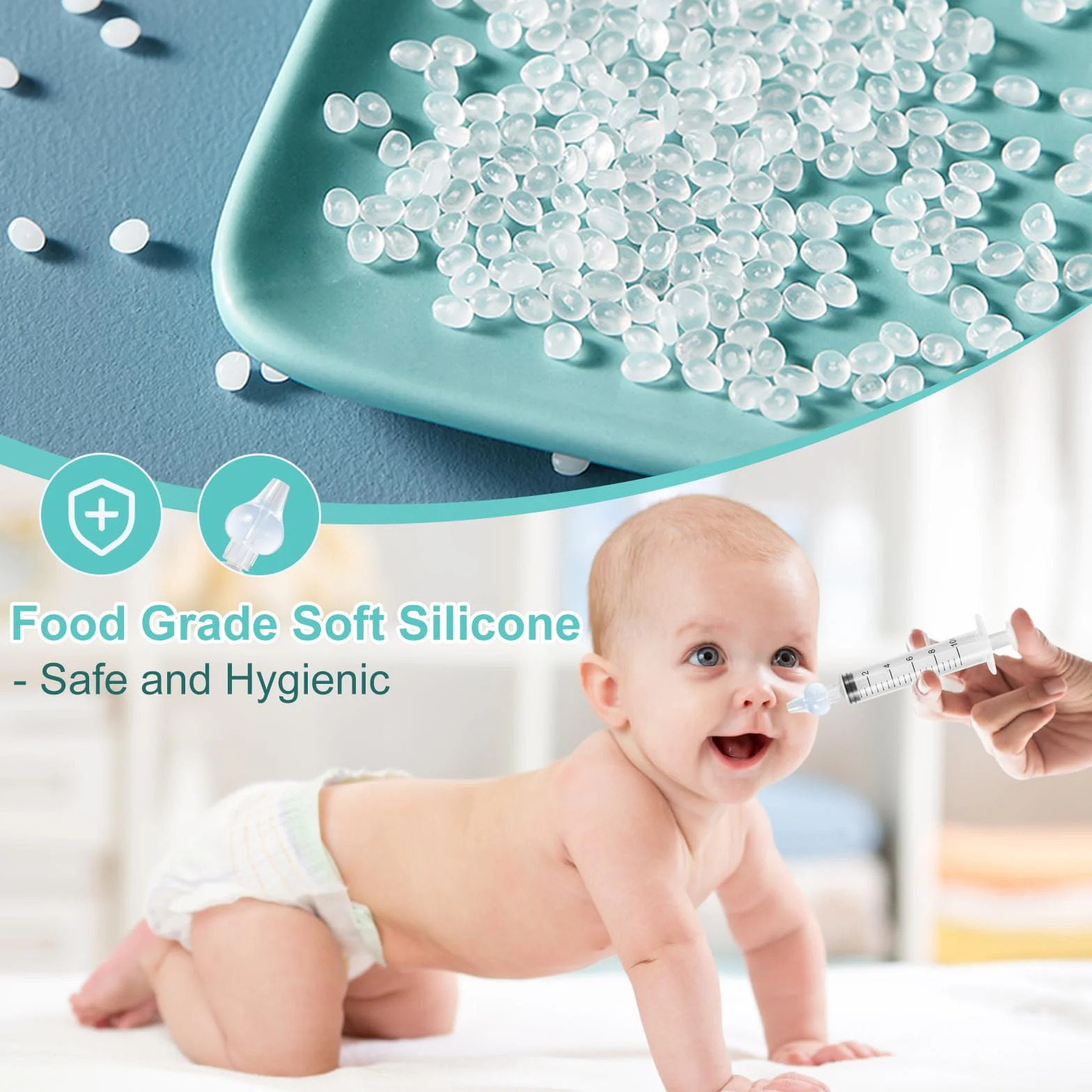 Baby Nasal Syringe 10ml 4 Pack, Safety Comfort Nasal Irrigator, Reusable Nasal Aspirator