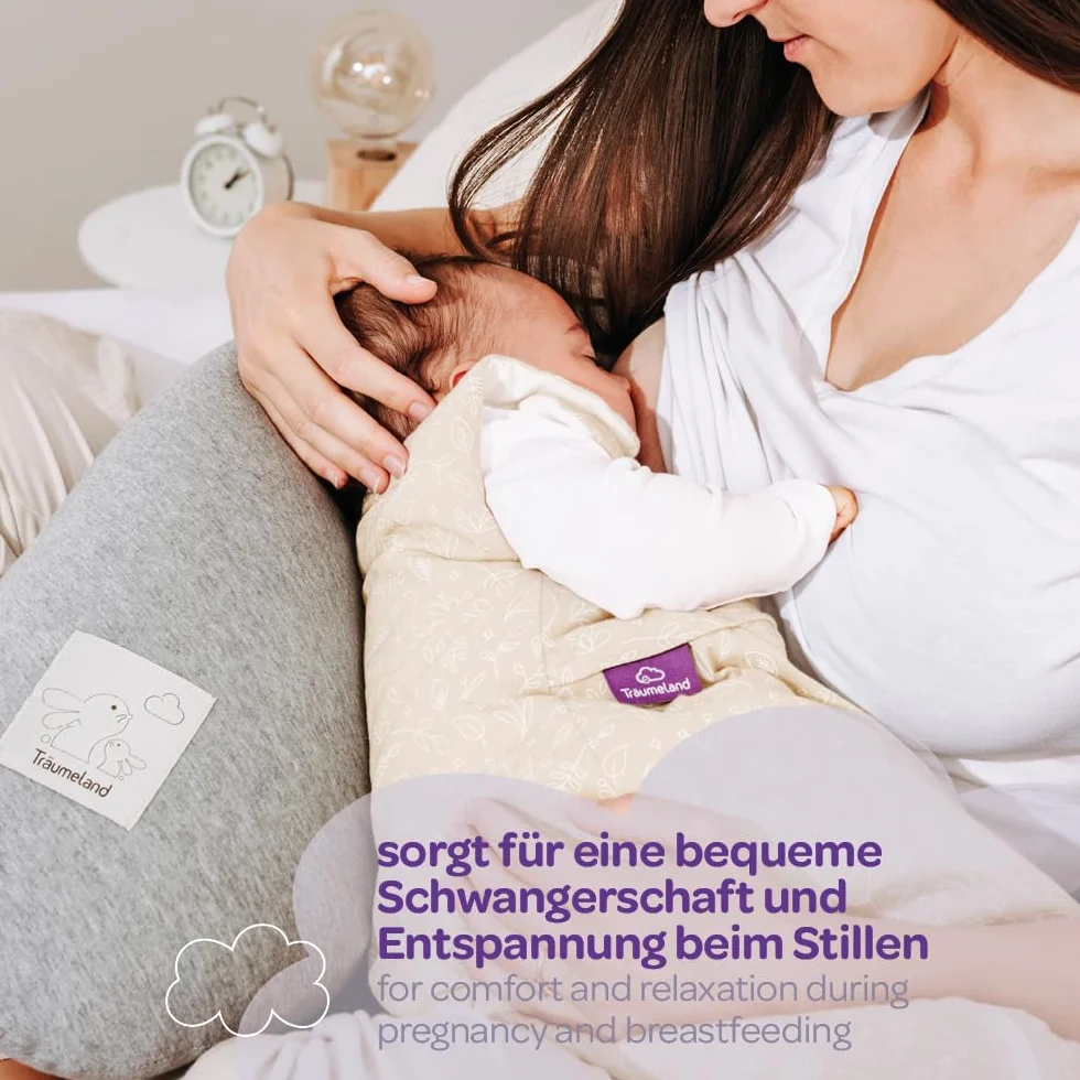 Träumeland Housse de Rechange Coussin d'allaitement 180 cm Jersey Coton Douce Respirante Lavable
