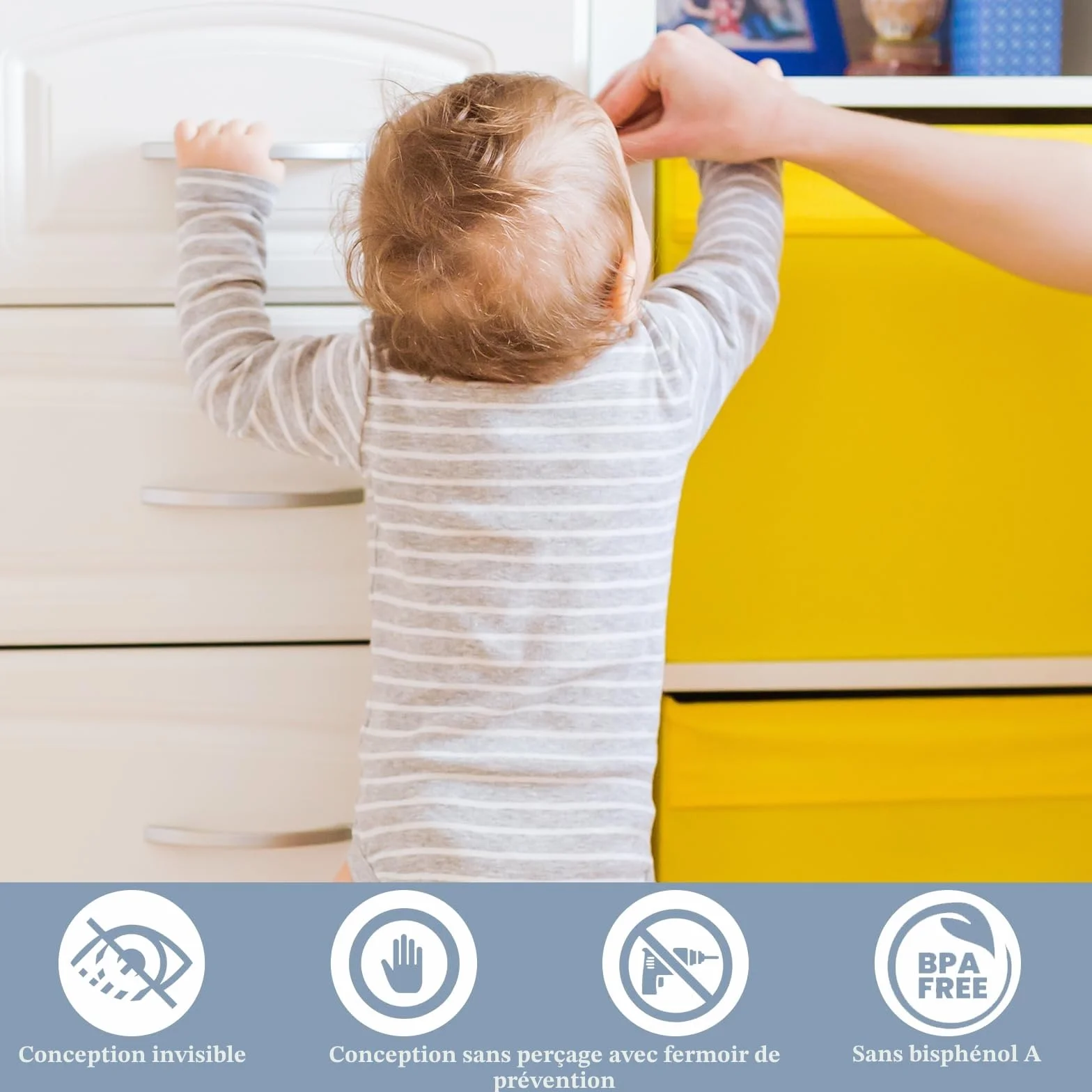 Serrure magnétique pour armoire de sécurité bébé, 20 serrures avec 4 clés