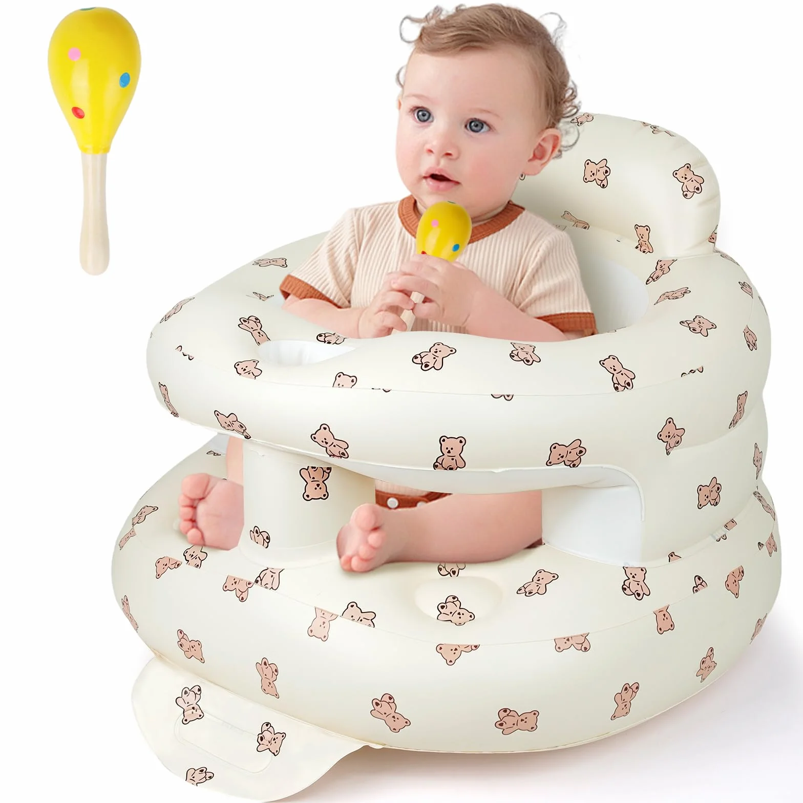 Siège Gonflable Bébé Ultra-Léger Portable avec Soutien Lombaire Cervical pour Voyage Camping 3 Mois+