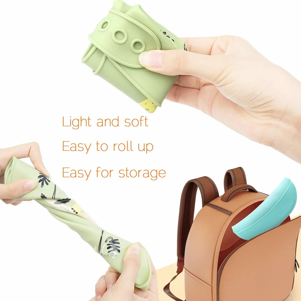 Atopo Lot de 3 Bavoir en Silicone d'alimentation étanche avec Ramasse-miettes pour Tout Petits Vert