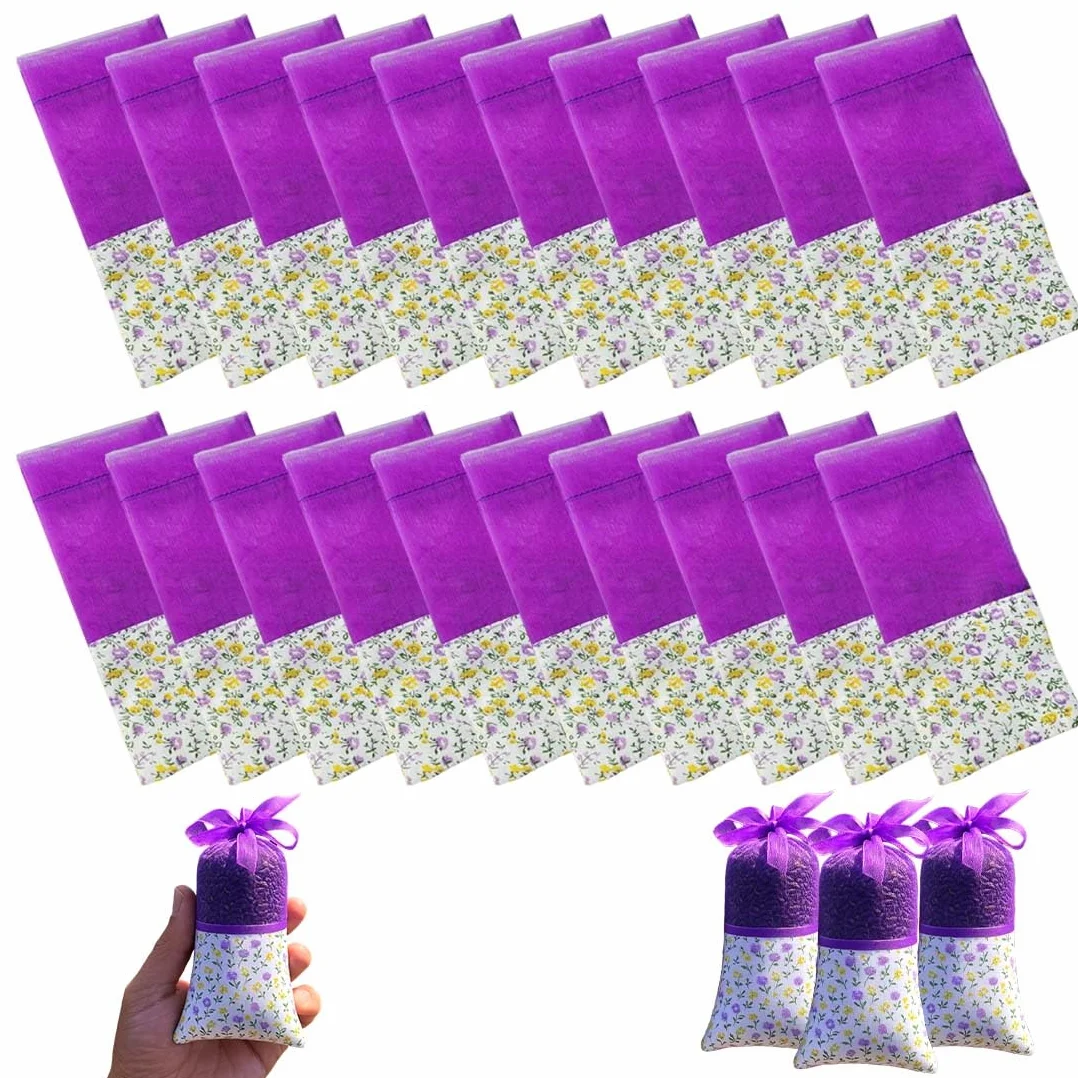 Sachets Lavande Vide Lot 20 Pièces Coton Organza Cordon Serrage Tissu Épices Herbes Armoires