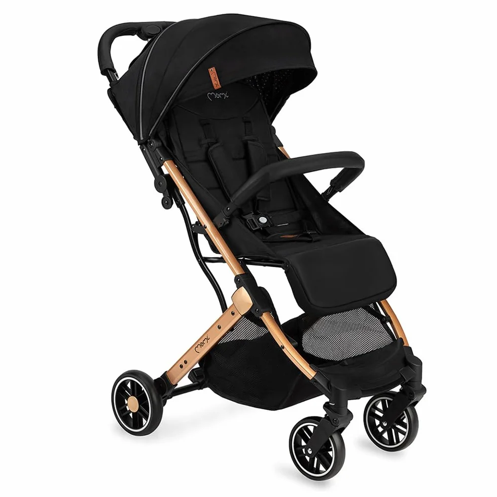 MoMi ESTELLE Poussette compacte légère pliable 6 mois 15 kg dossier inclinable repose-pieds réglable roues amorties grand panier harnais 5 points