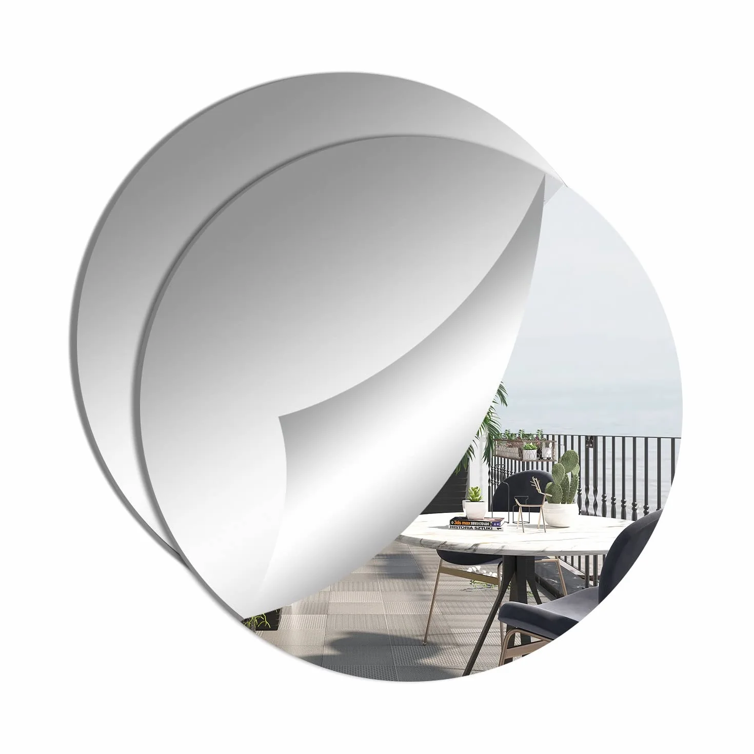Miroirs Muraux Ronds 24 cm Lot de 2 Adhésif Acrylique HD
