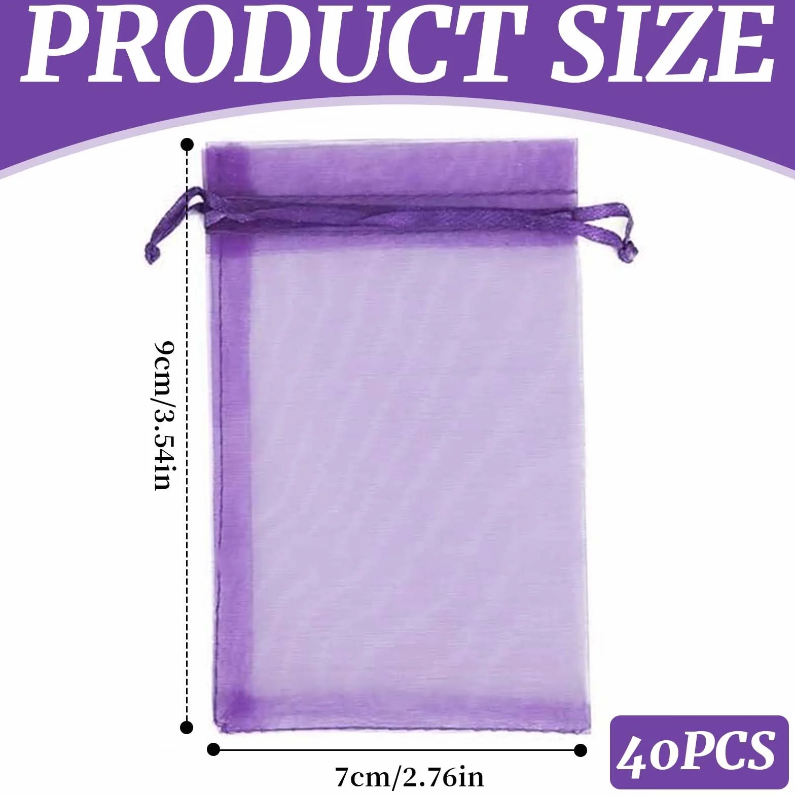 Sachet Organza Vide 40 Pièces 7x9cm avec Cordon de Serrage pour Lavande Épices Armoire Voiture