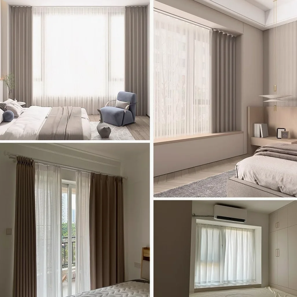 Rail De Rideau Double Pour Fenêtre, Rail Rideaux Plafond Longueur De 50 À 600 Cm, Rail De Plafond En Aluminium Métal Blanc Pour Diviseur De Pièce(110cm/3.6ft)