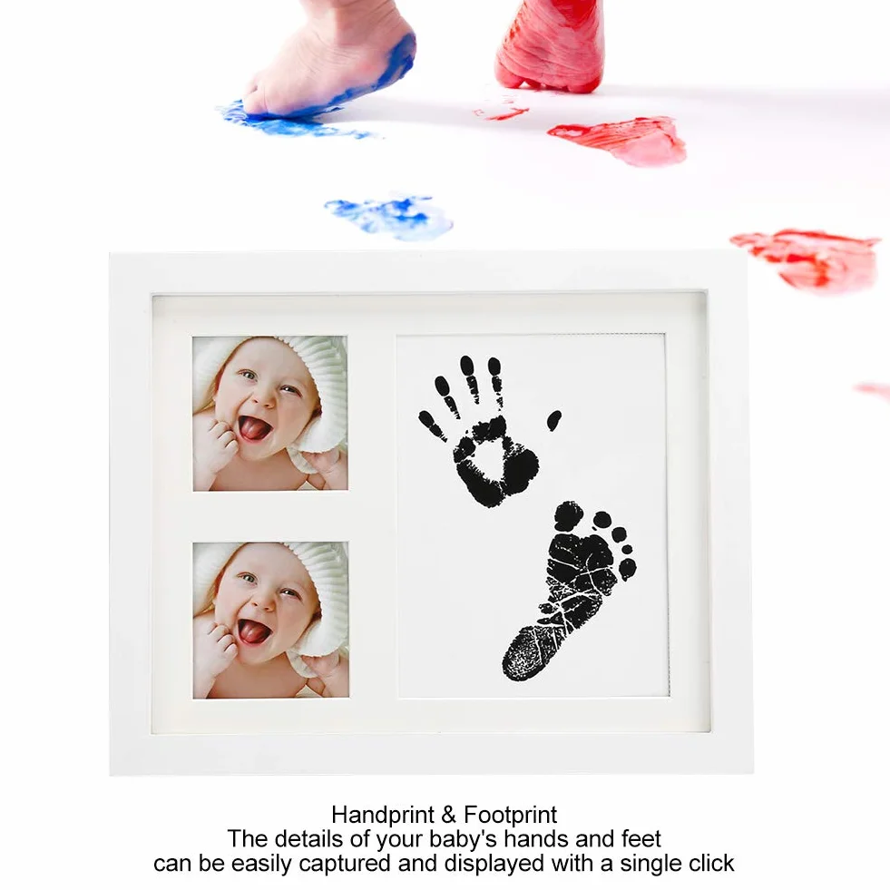 Kit d'impression main et pied bébé Cadre Photo Bois Tampon Encreur