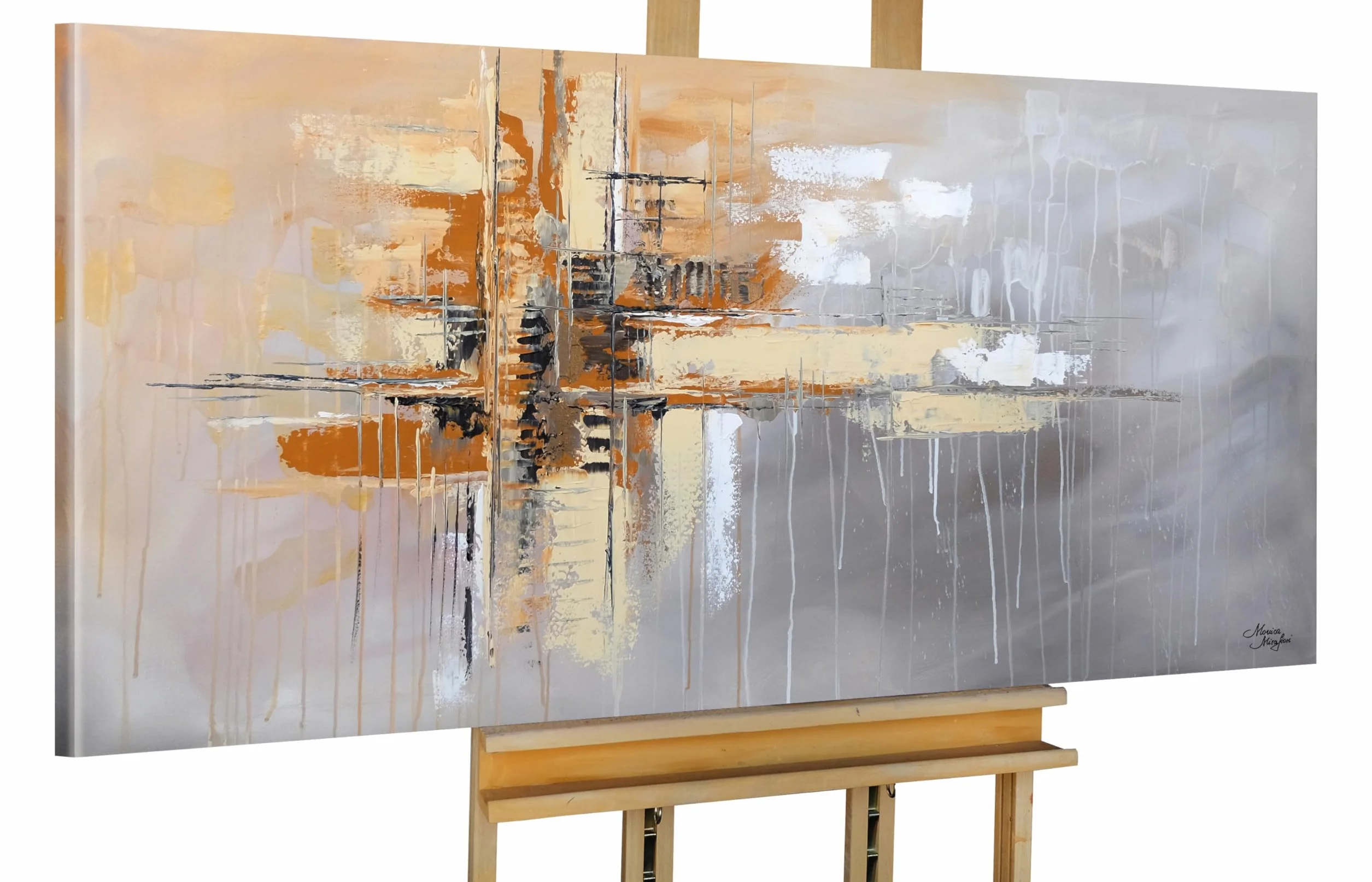Tableau Peint à la Main 120x60 cm Toile sur Cadre en Bois Monica Mirafiori