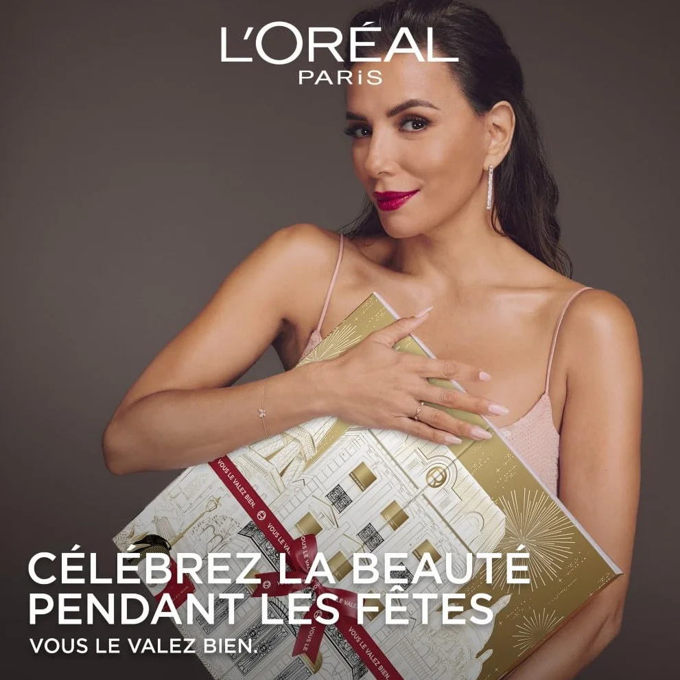 L'Oréal Paris Calendrier de l'Avent 24 Jours Coffret Cadeau Noël Maquillage Soins Visage Cheveux 24 Produits Beauté Taille Réelle