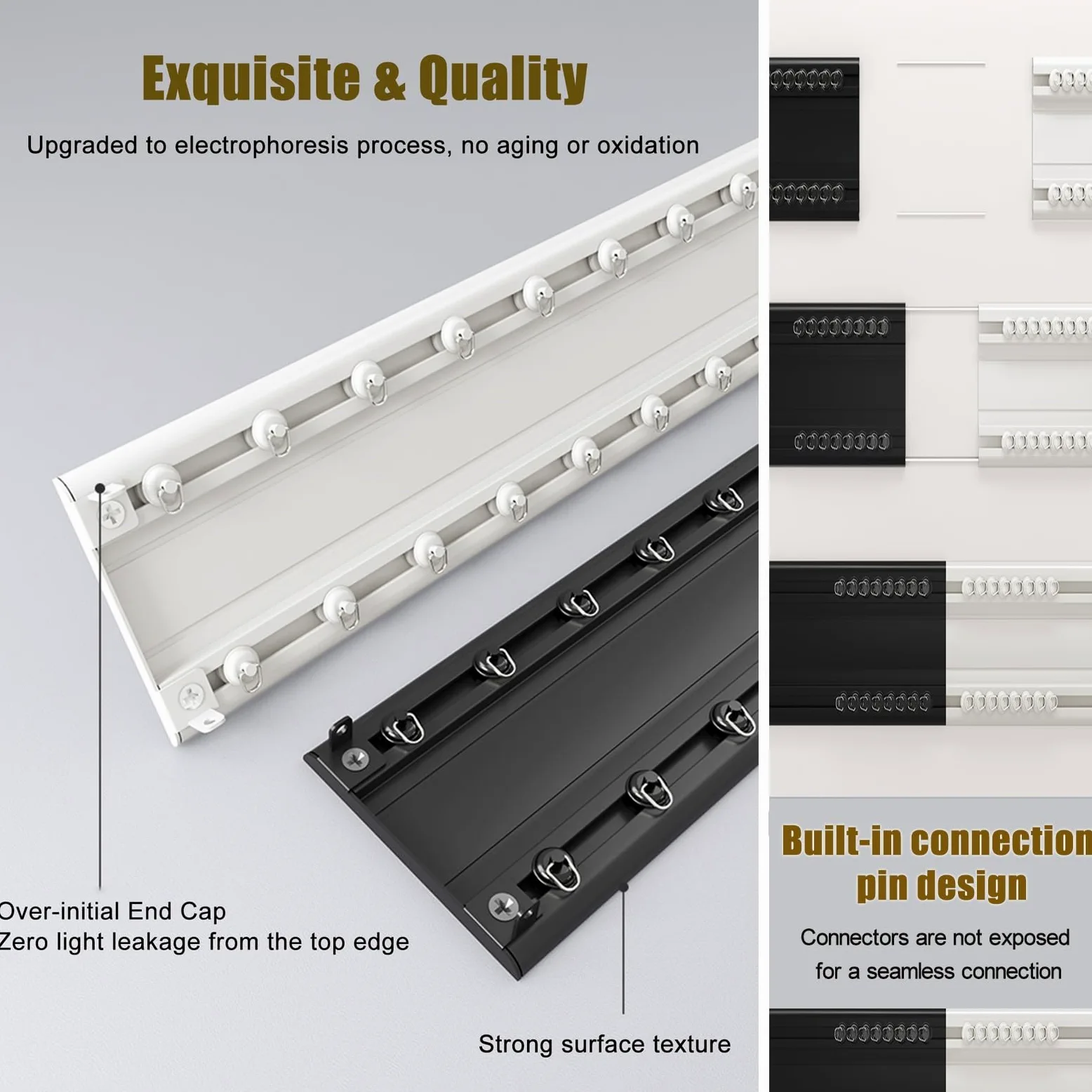 Tringle à rideaux double pour plafond (1,0 m 6 m) très résistante pour salon et chambre à coucher, blanc, 1 m