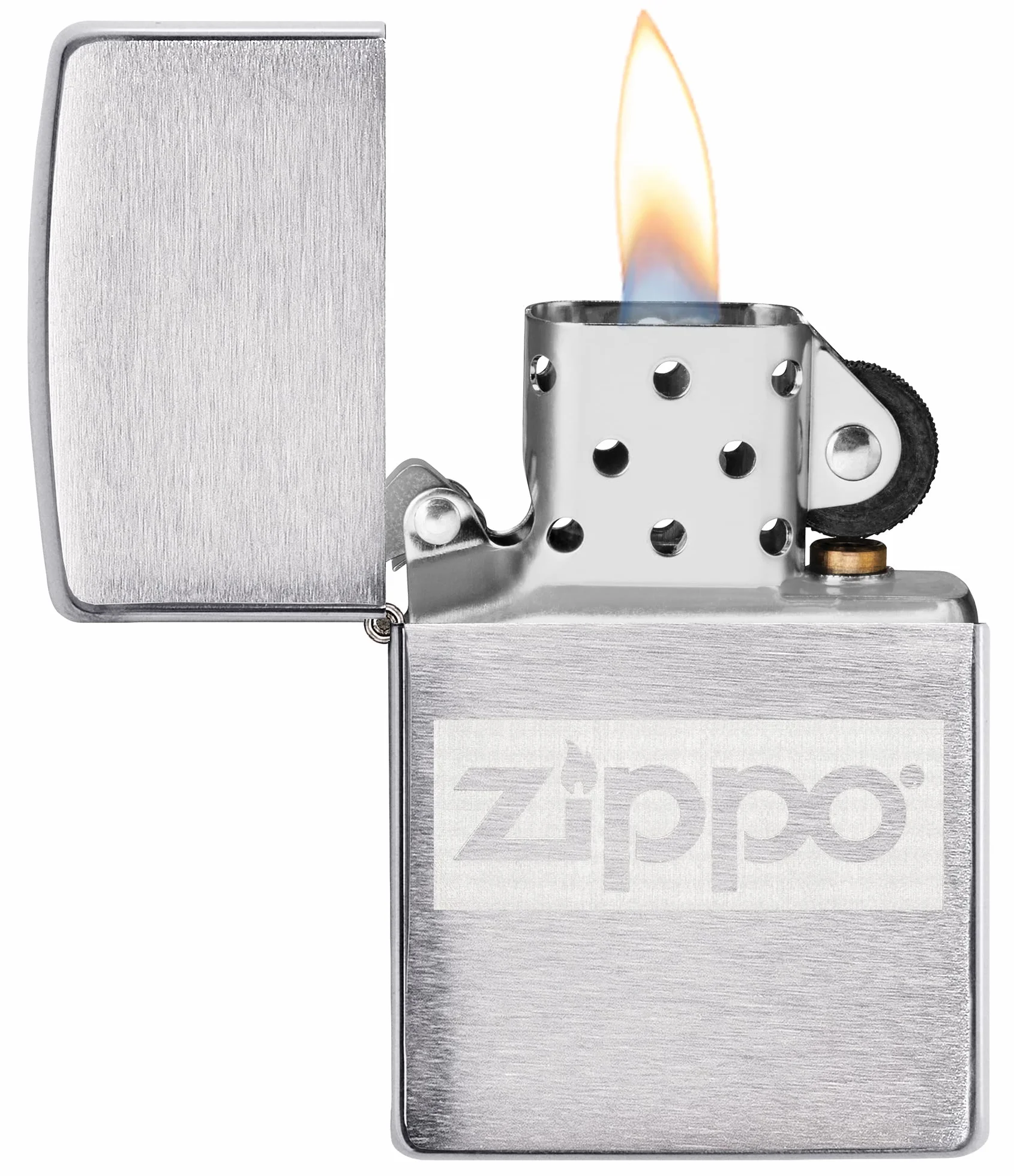 Zippo Briquet tempête et flasque Coffret Cadeau – Chrome brossé – Lustre – Rechargeable – Réutilisable – Résistant au Vent – Fabriqué aux États-Unis