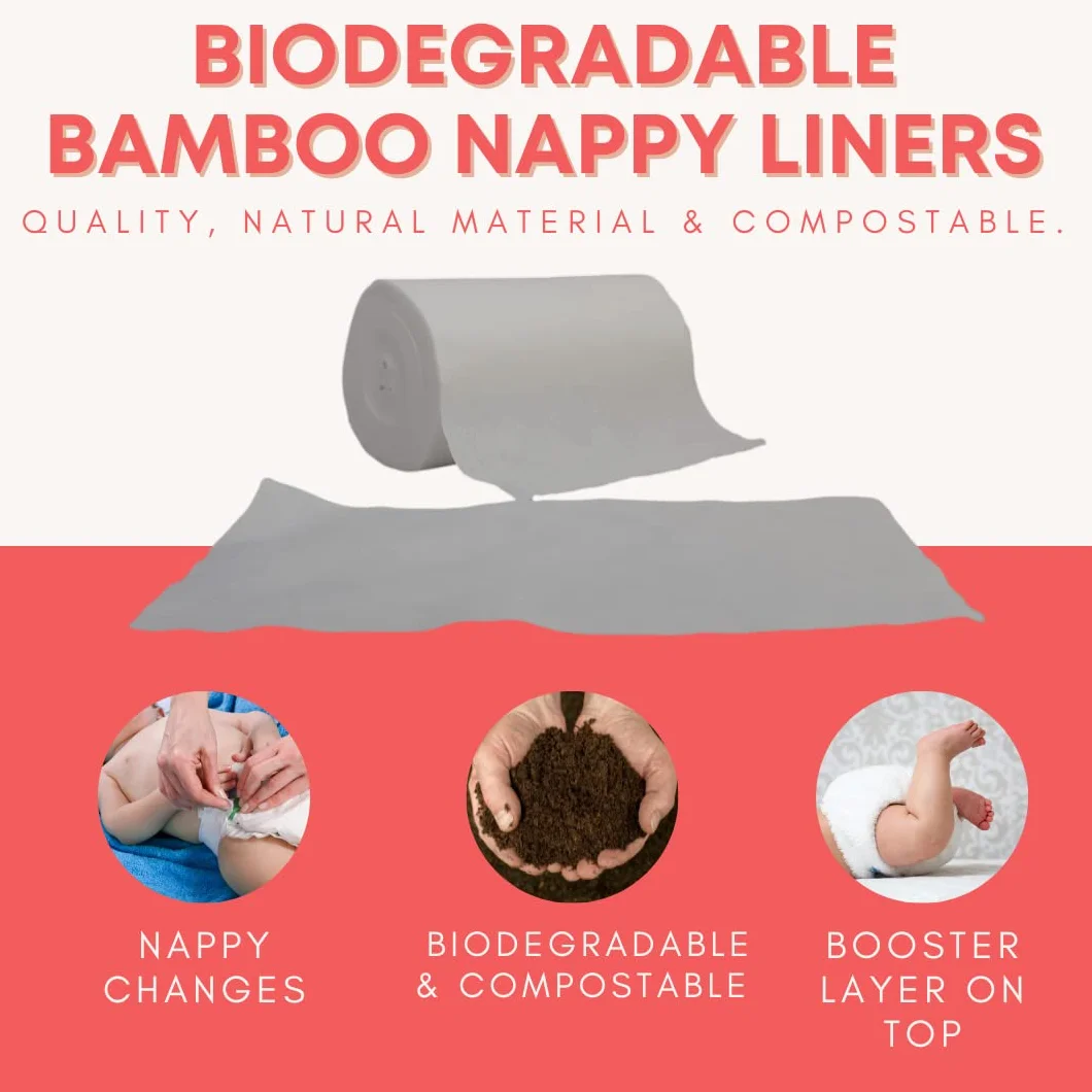 Lot de 300 couches biodégradables en bambou doublure douce réutilisable compostable