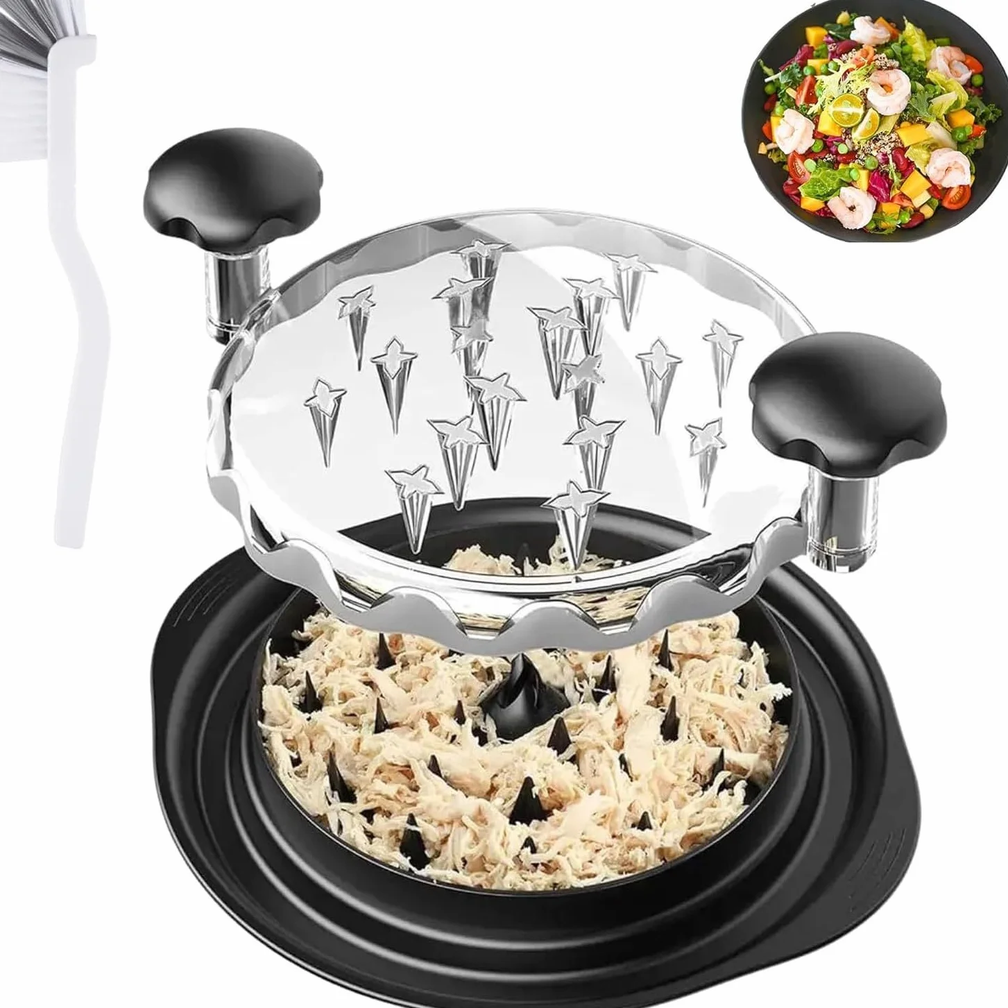 Broyeur de poulet Twist avec couvercle transparent - Broyeur de viande - Poignée ergonomique
