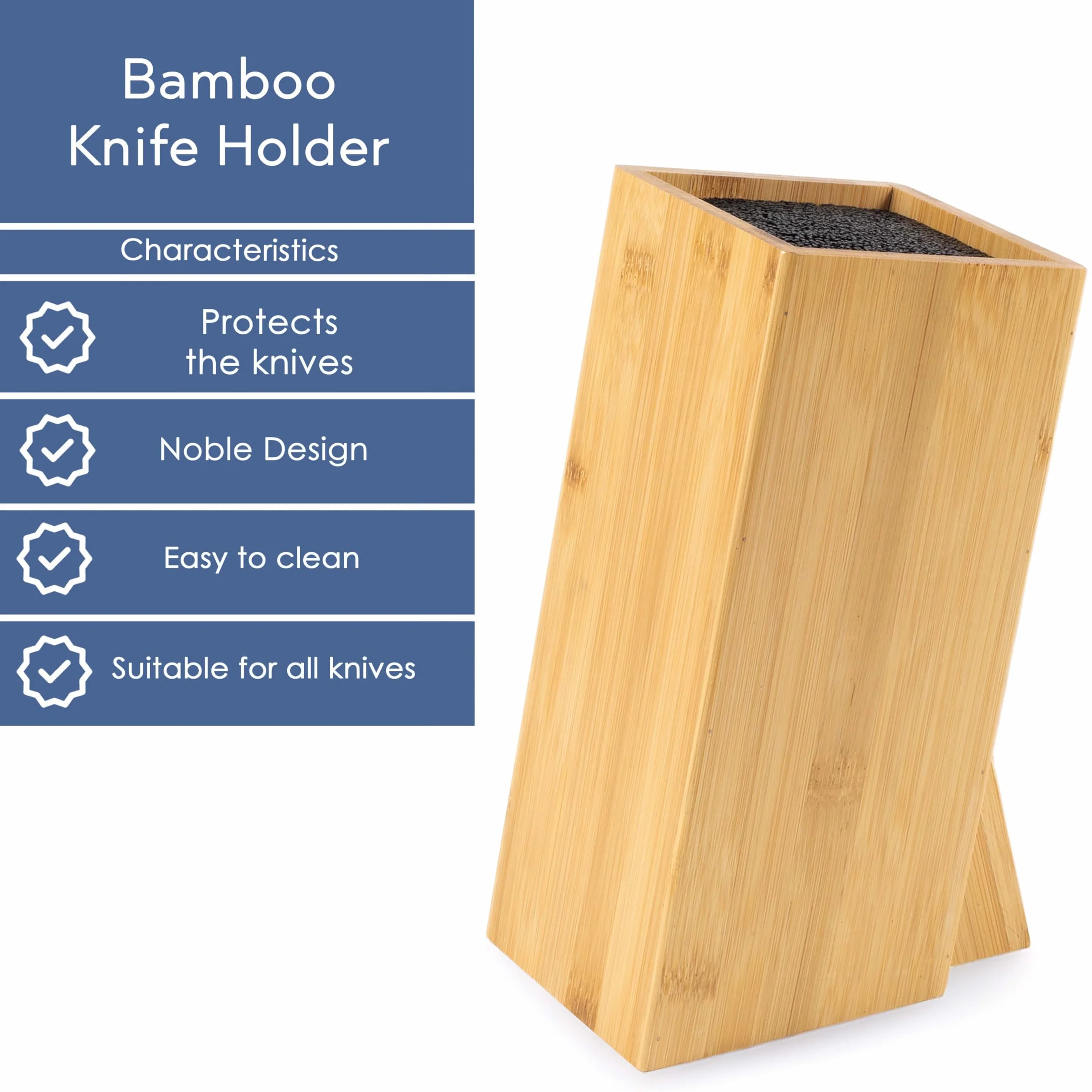 Hanseküche Bloc à couteaux en bois bambou marron incliné