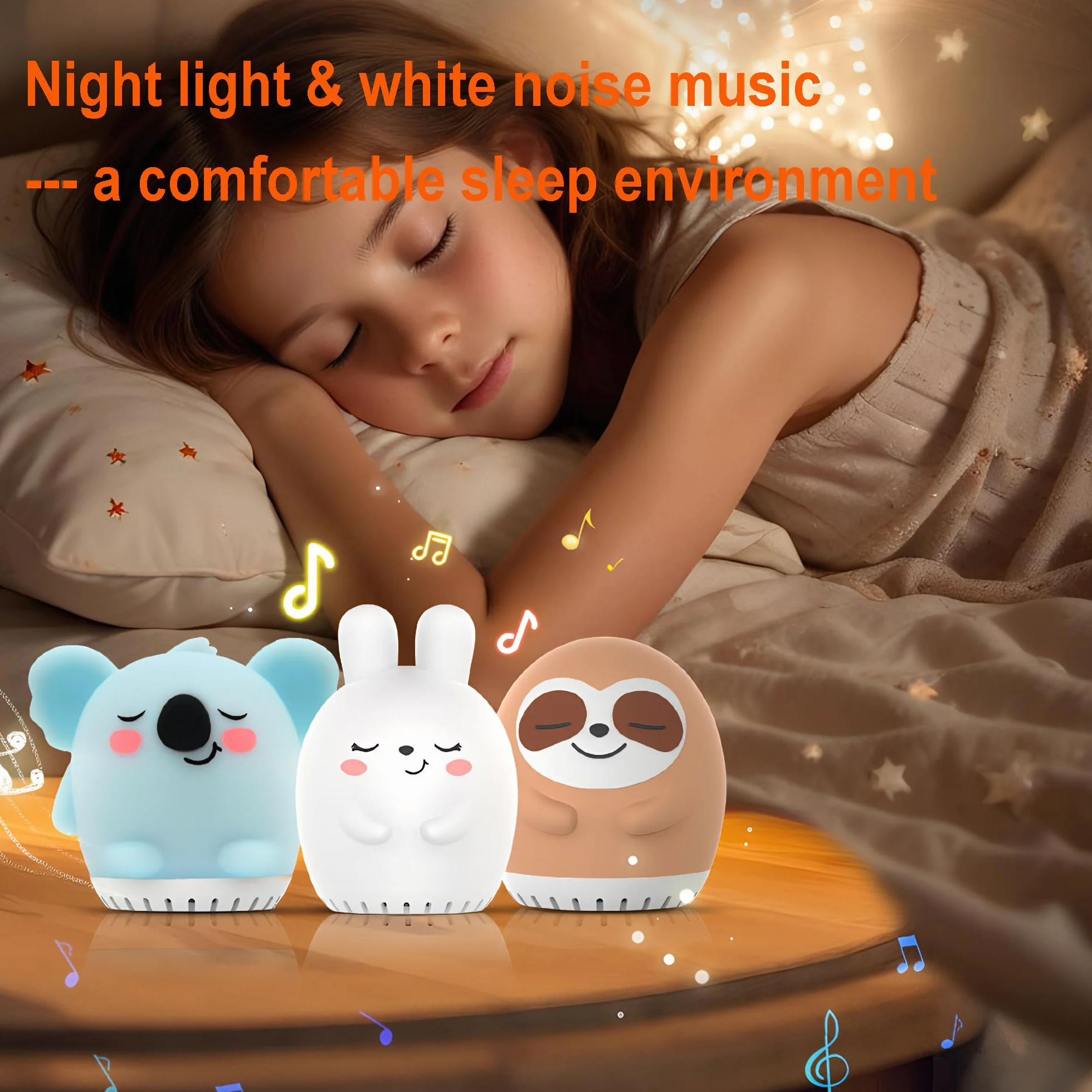 Veilleuse enfant LED silicone koala bruit blanc rechargeable tactile portable