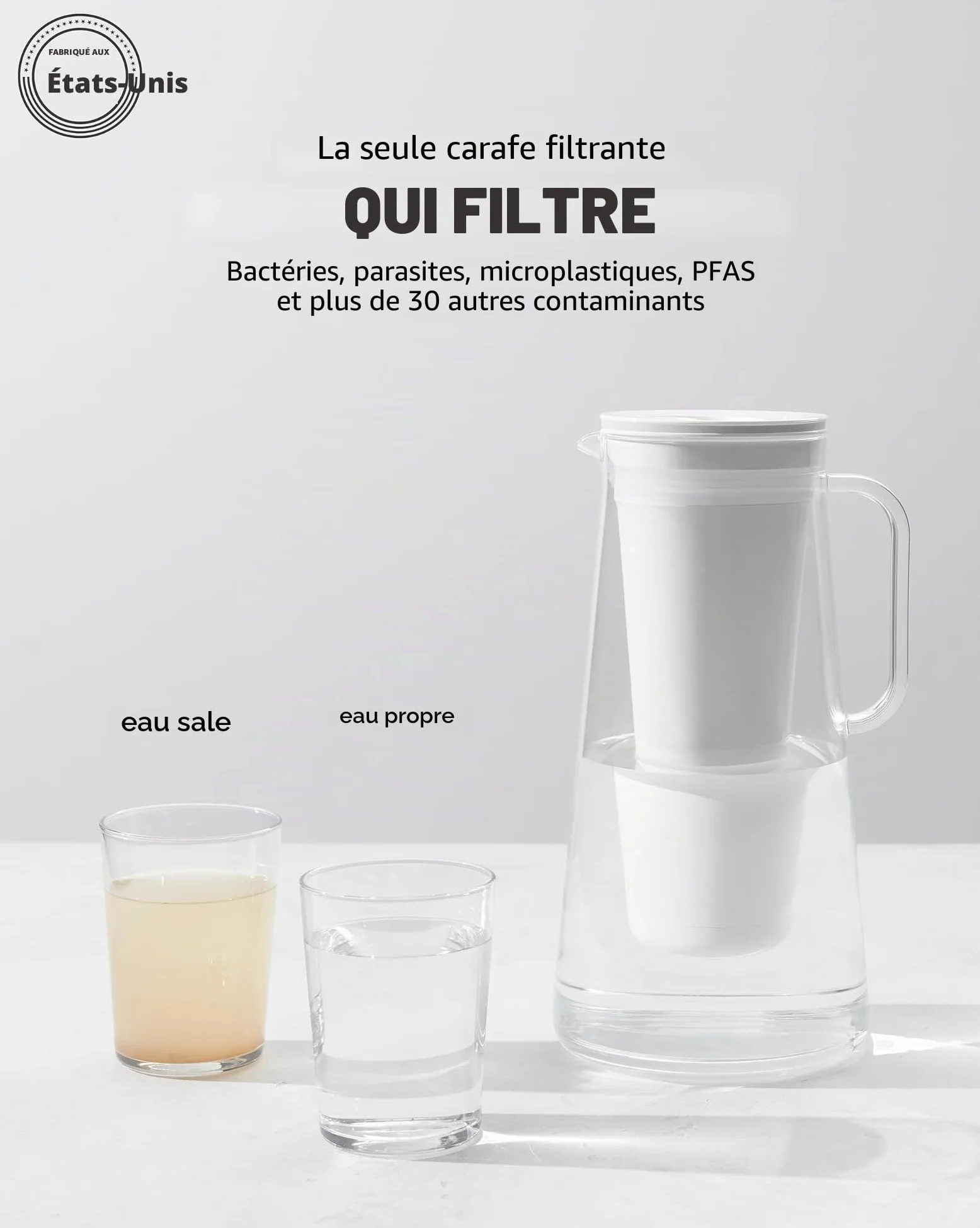 LifeStraw Home – Pichet filtre à eau, 10 tasses, bleu orage, sans BPA, conçu pour une protection quotidienne contre les bactéries, parasites, microplastiques, plomb, mercure, PFAS et une variété de