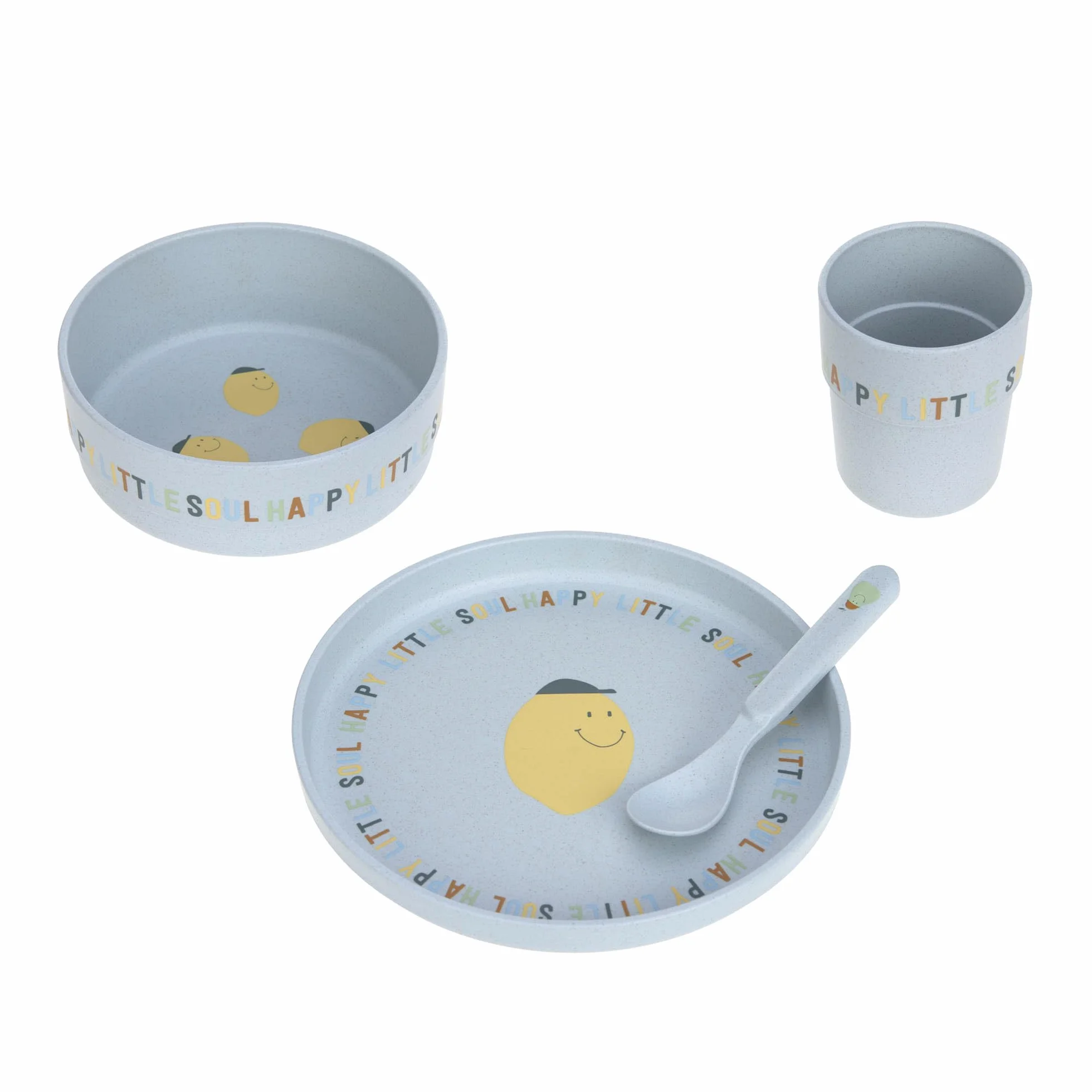 LÄSSIG Ensemble de vaisselle enfants sans mélamine sans BPA lave-vaisselle micro-ondes Happy Fruits Lemon