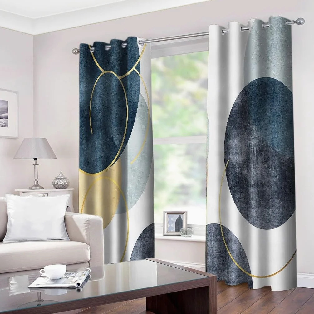 Lot de 2 Rideaux Occultants Enfants Motifs Géométriques Abstraits, Rideaux à Oeillets Isolation Thermique pour Chambre Salon Maison Bureau Cuisine Décoration L140 x H225 cm