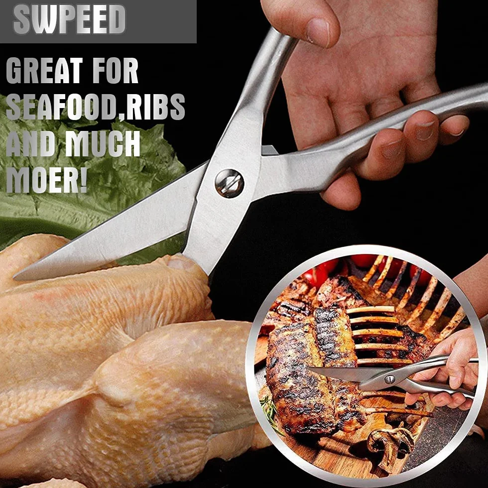 Ciseaux Cuisine Multifonction Inoxydable Sharp Professionnel pour Découper Poulet Poisson Viande Os
