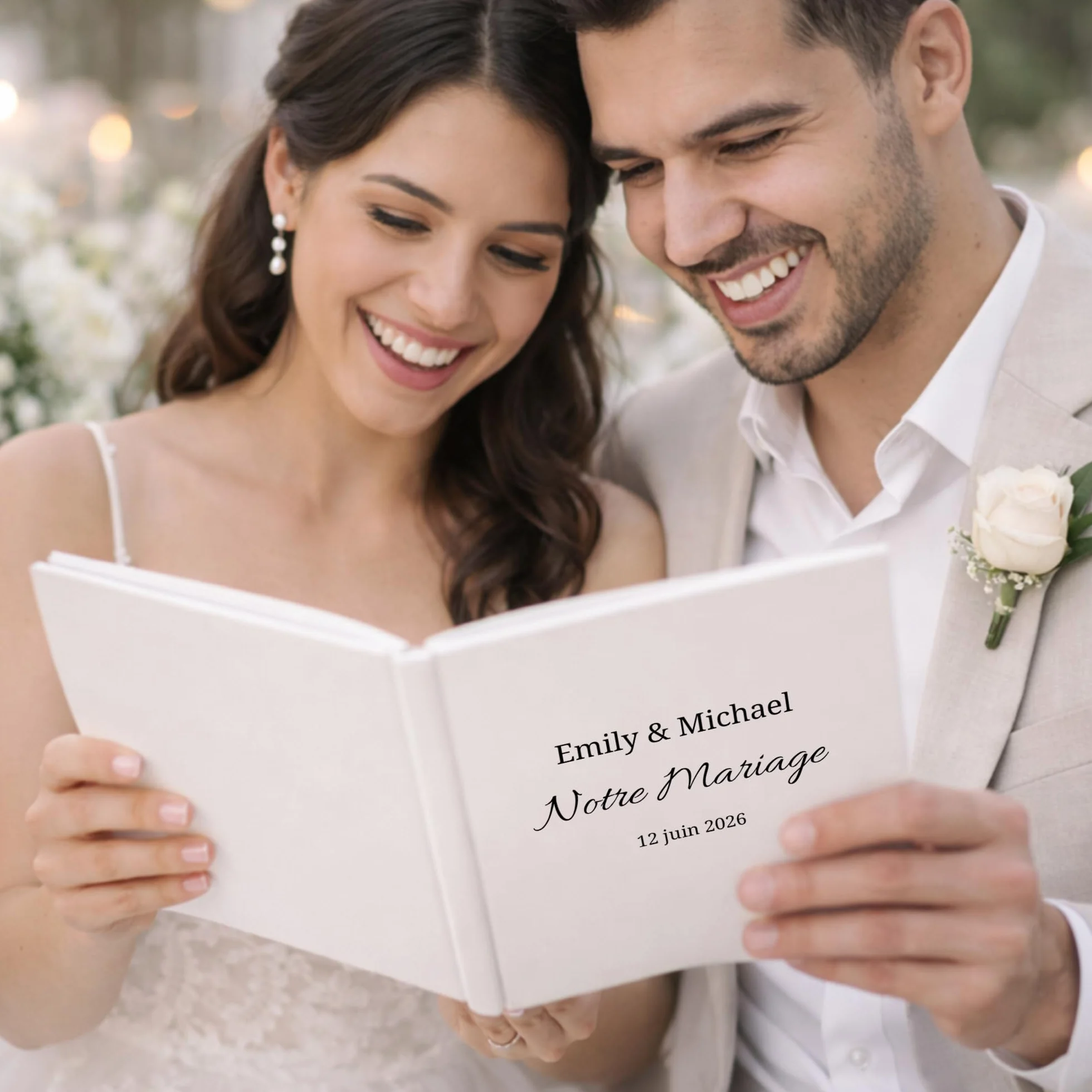 Livre d'or mariage personnalisé couverture rigide 60 pages