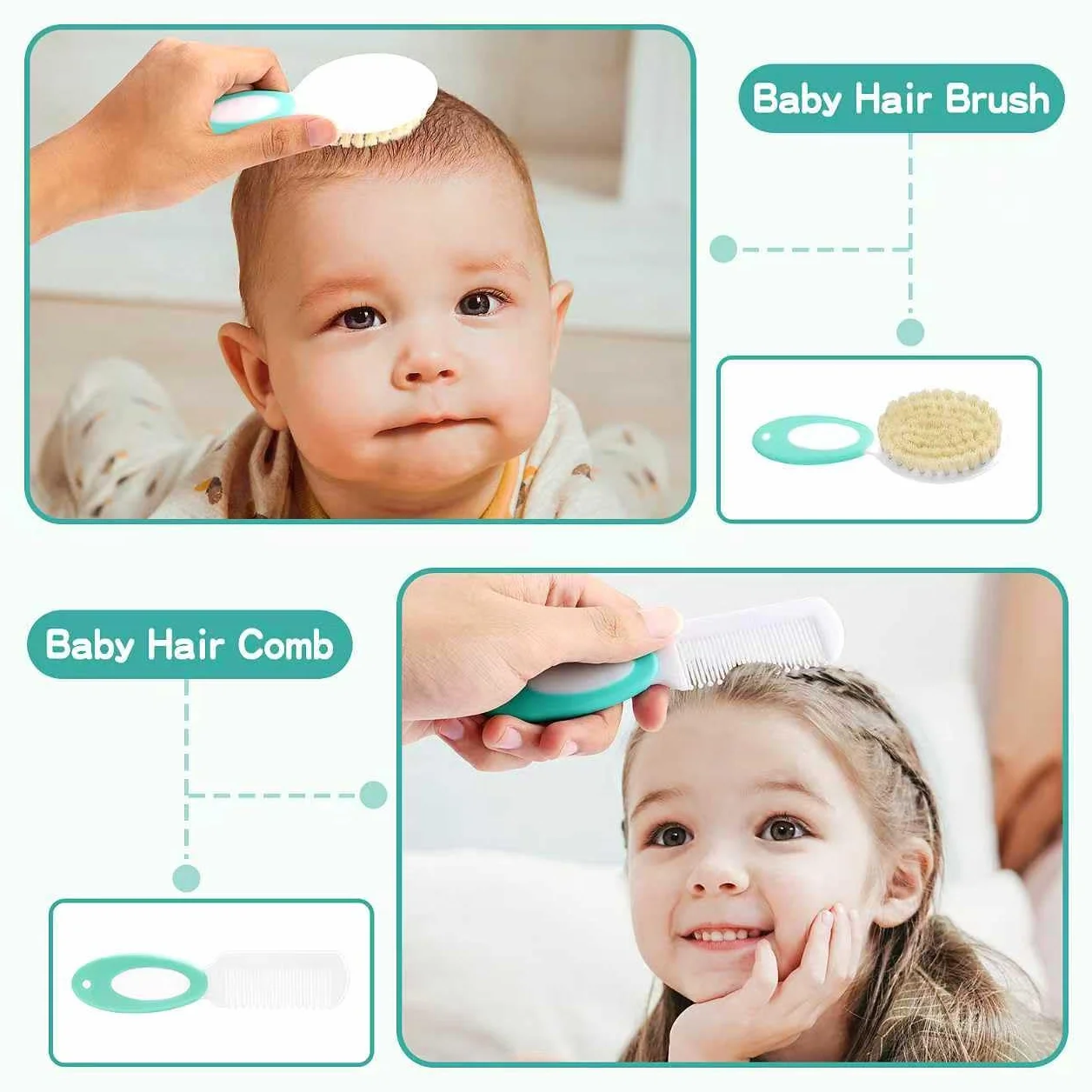 Kit de soins bébé 18 en 1 avec coupe-ongles et ciseaux, vert