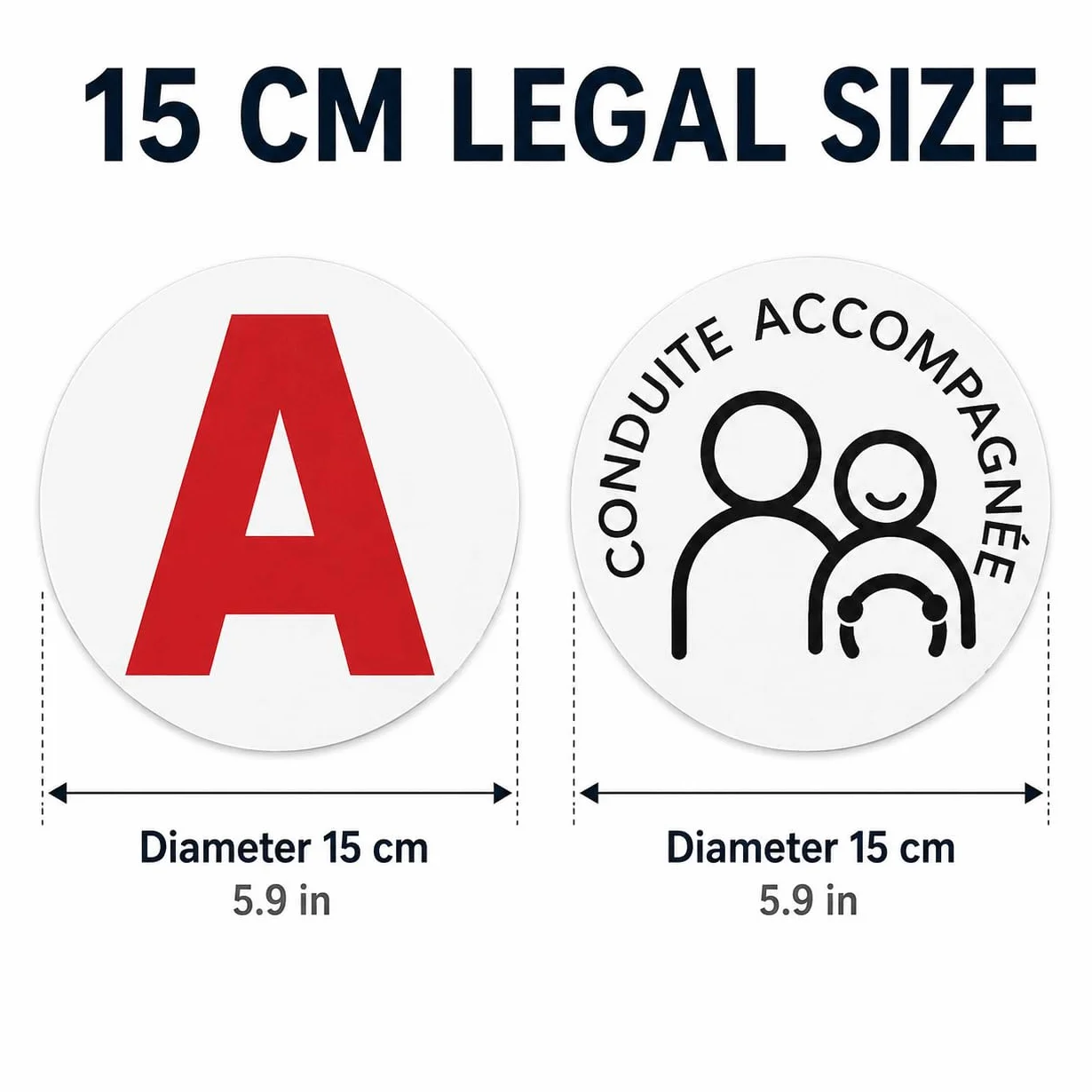 Autocollant Disque A 15cm Conduite Accompagnée Statique pour Jeune Conducteur