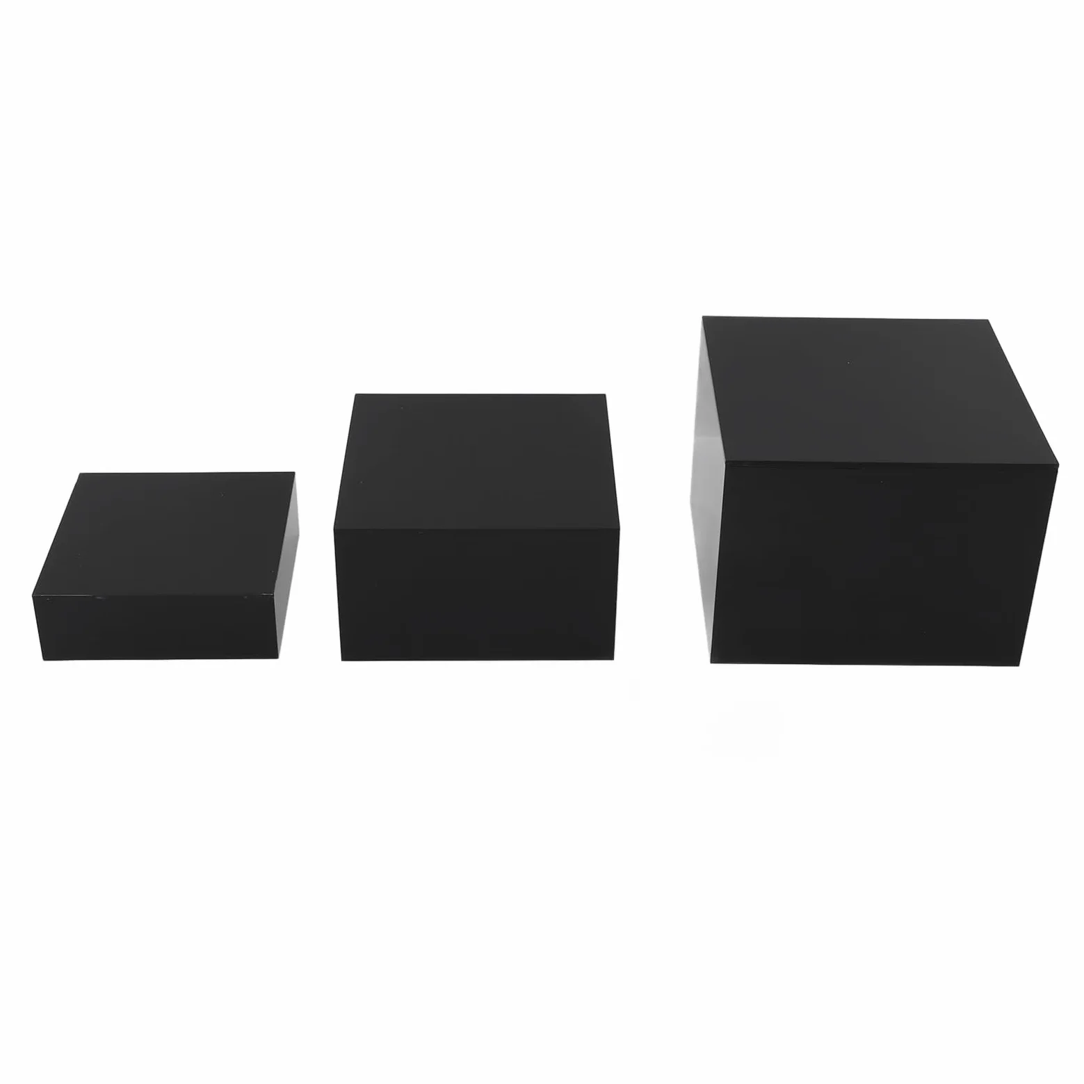 ZJchao Présentoirs à Dessert en Acrylique, 3 pièces Présentoirs élévateurs en acrylique nidification cubique Presentoir Aperitif Buffet Cube pour Table à desserts Tables de Buffet aliments (Noir)