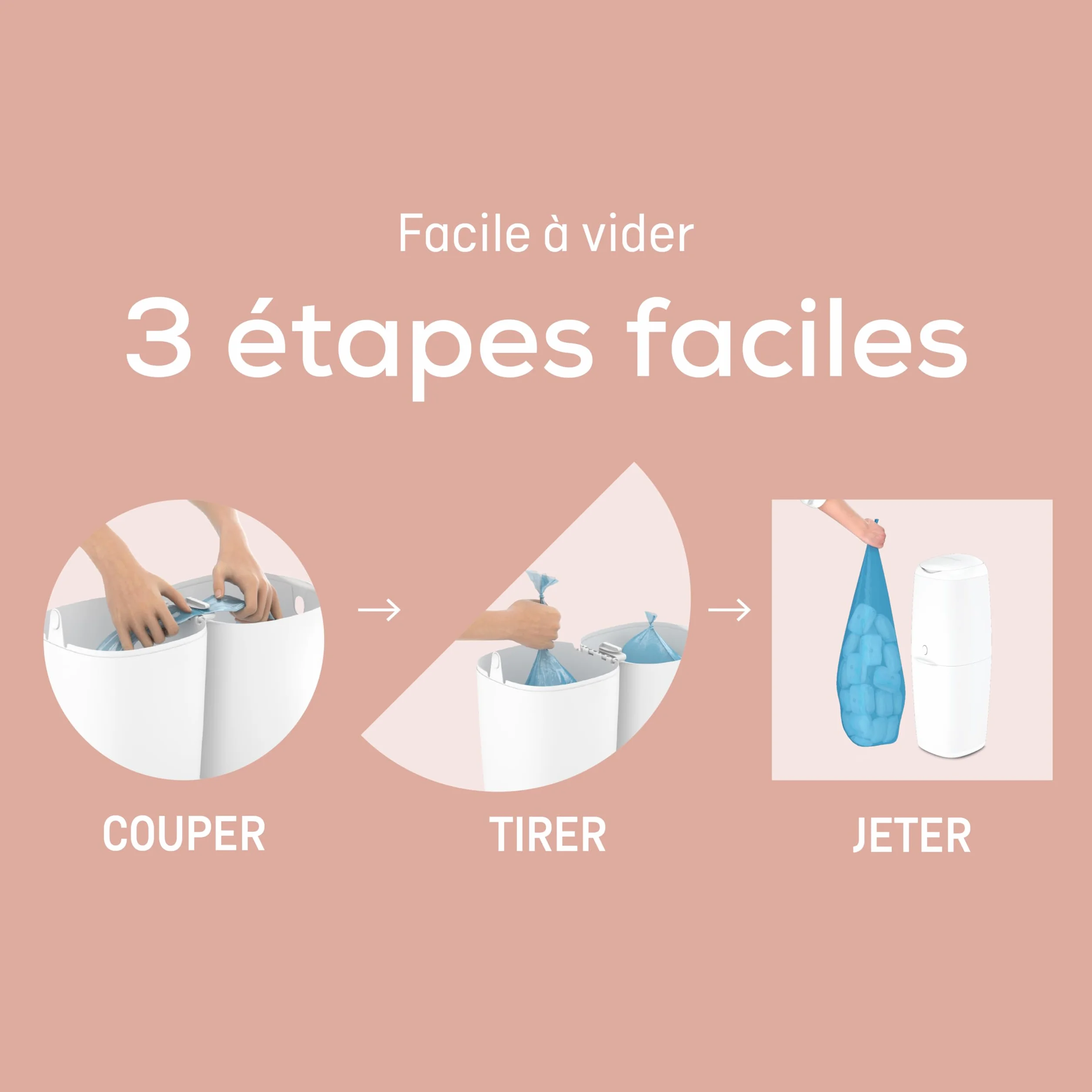 Angelcare Poubelle à Couches Classic XL Anti-Odeur Haute Capacité 1 Mois 190 Couches