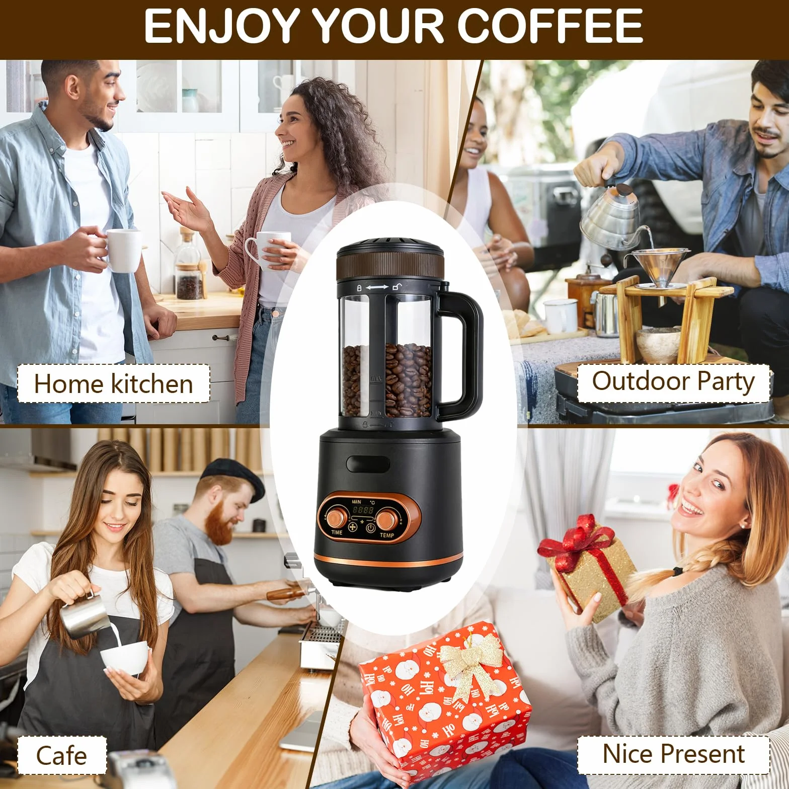 Torréfacteur à café à air chaud 200 g 2200 W automatique réglable température minuterie