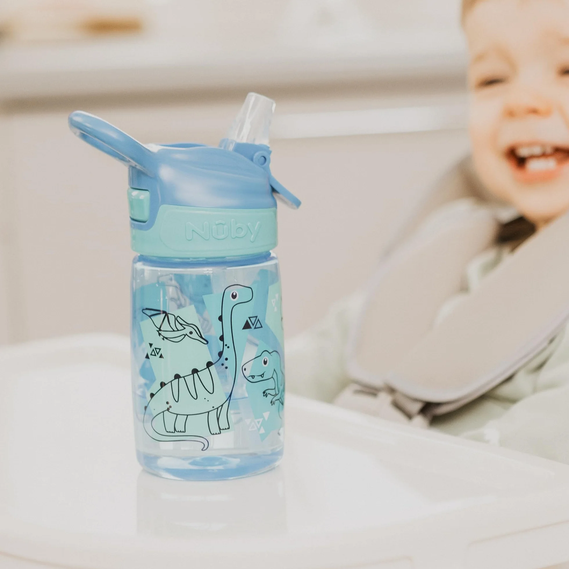 Nuby Incredible Gulp Tasse enfants 360ml 2 Pack Anti-fuites Poignée transport Motifs Dinosaures +18 Mois