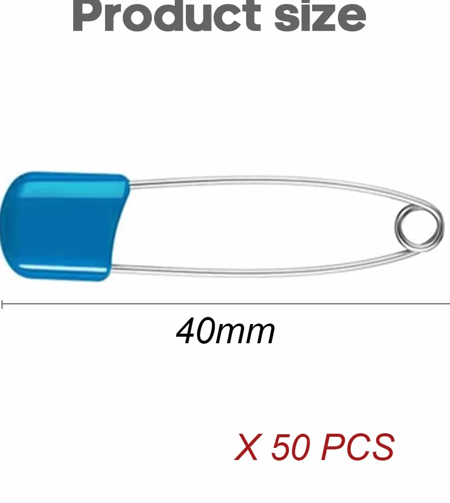 Épingles à Nourrice Sécurisées 40mm 50 PCS Multicolore pour Couches et Vêtements