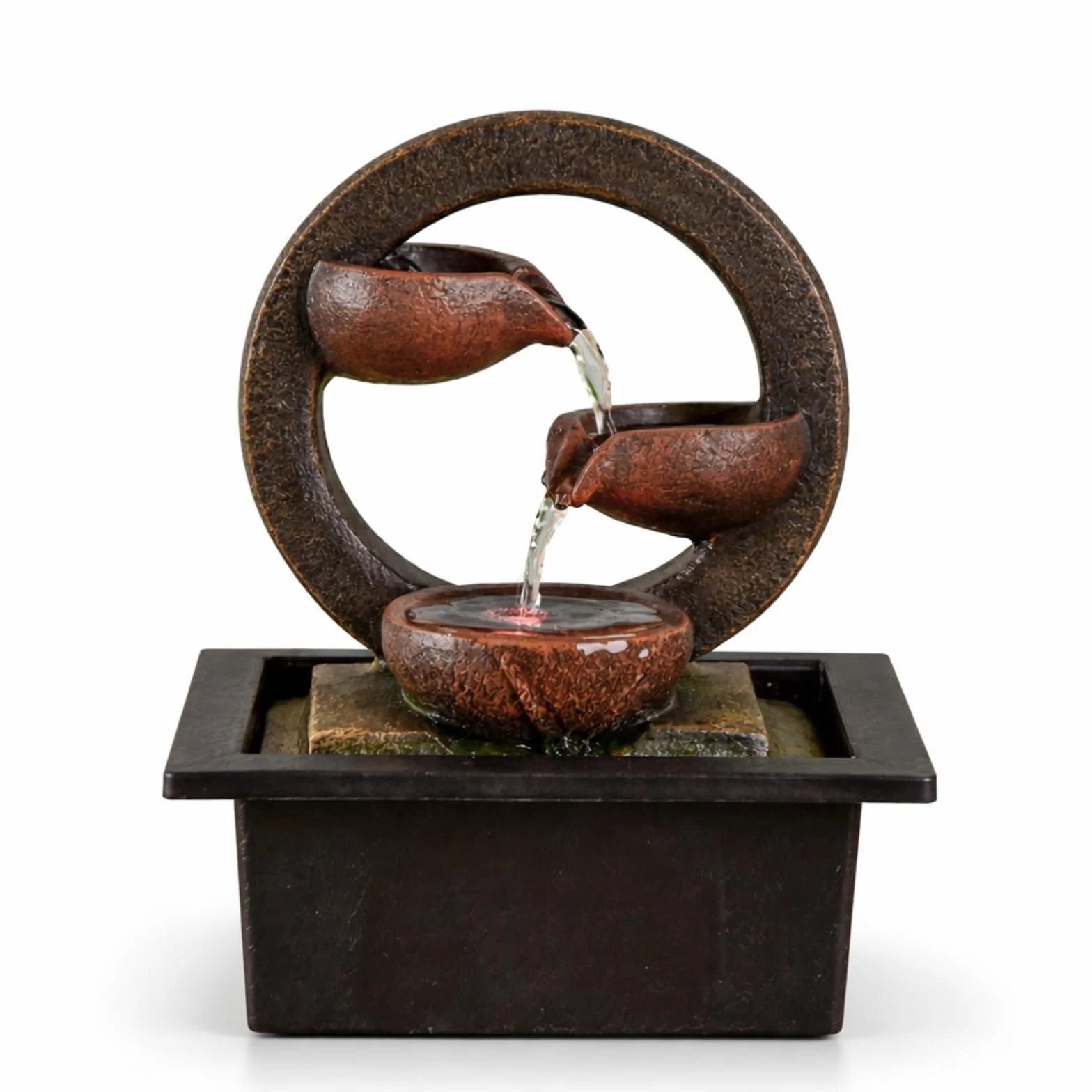 ZEN'LIGHT Fontaine d'Intérieur Zen Terai, Éclairage LED Multicolore, Pompe Silencieuse, 17 x 21 x 25 cm
