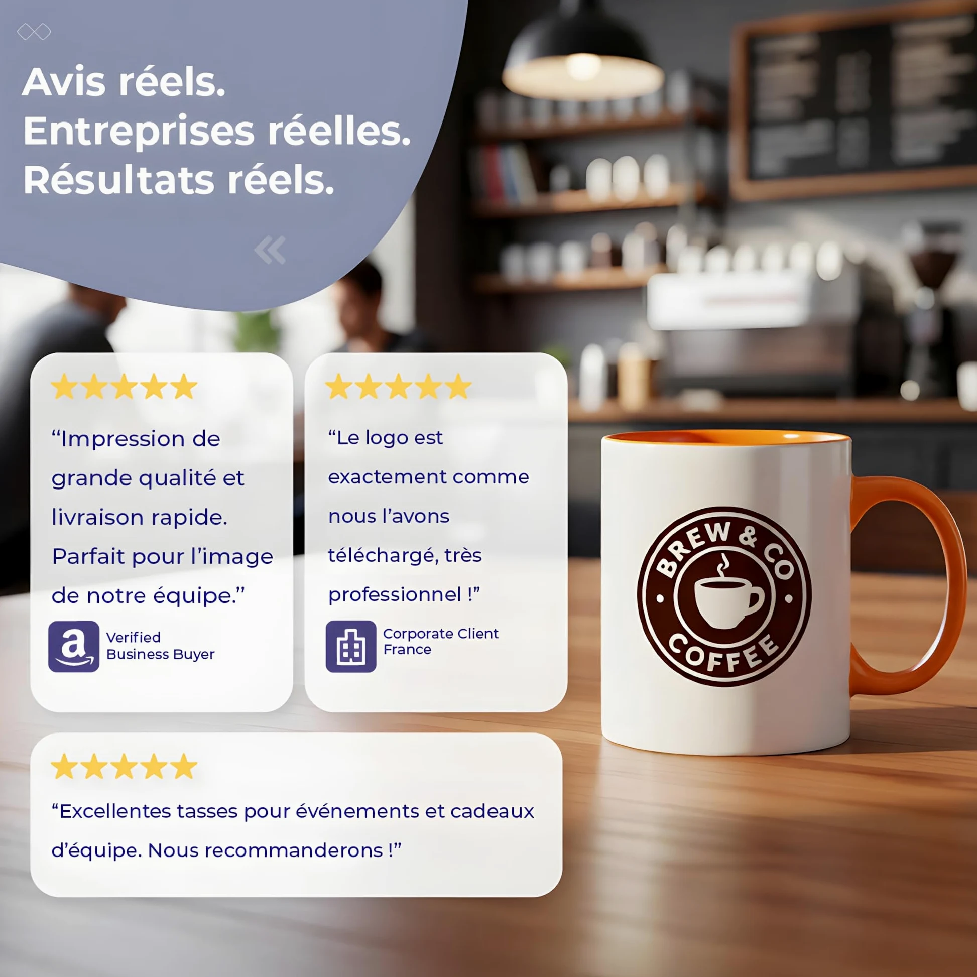 Cimpress Mug Personnalisable Photo Texte, 325 ml, Lot de 10, Orange | Tasse A Cafe Personnalisée Prénom, Tasses d'entreprise avec son propre logo, Cadeau d'Entreprise, Collègue