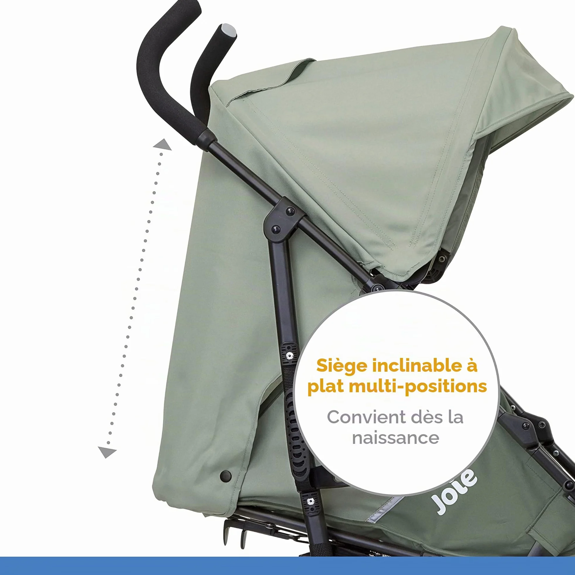 Joie Nitro LX Poussette Canne Légère Compacte 7,7 kg Pliable Voyage Dossier Inclinable Allongée Suspension Intégrale Vert Laurier